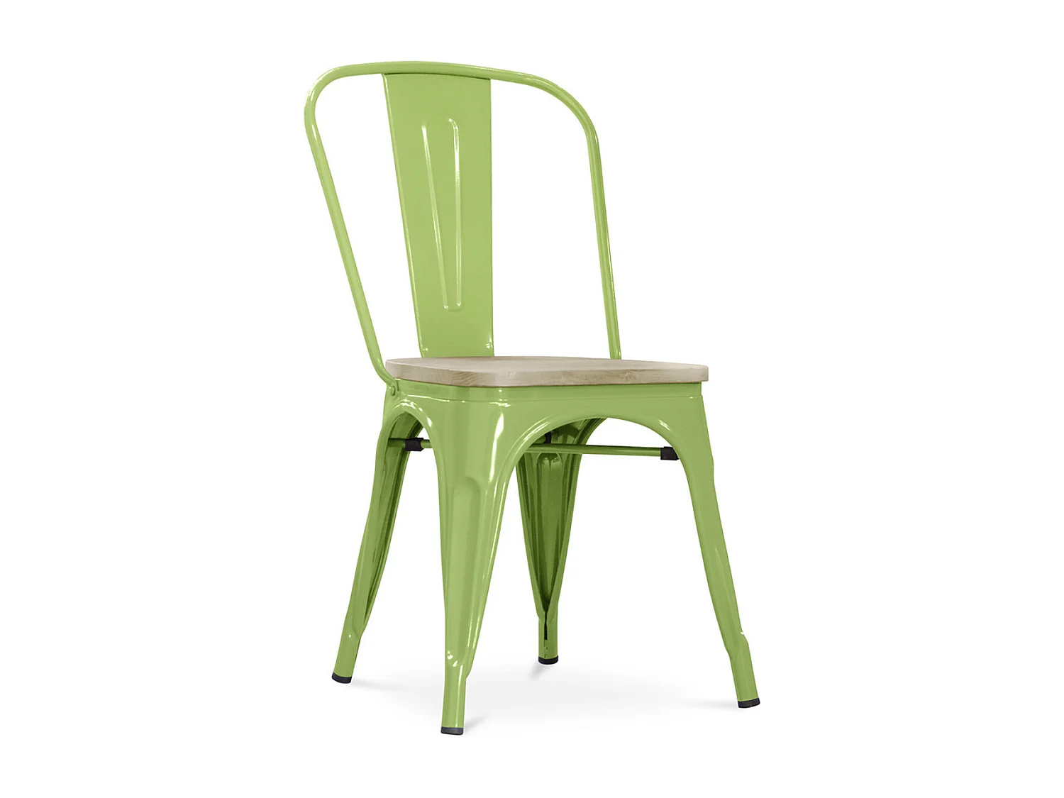 Silla industrial Kontoir marrón con asiento de pino macizo claro-Color Verde pistacho