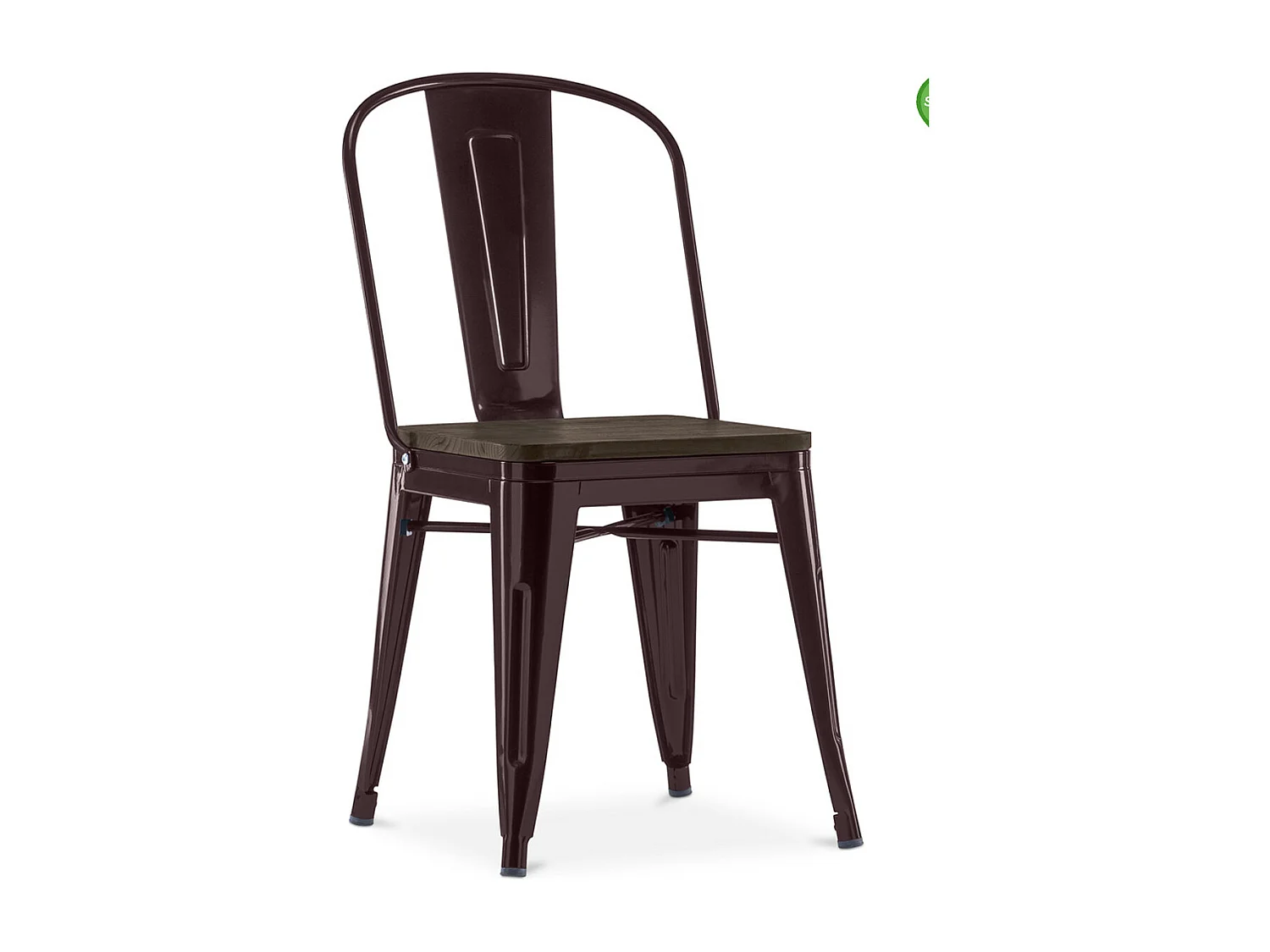 Vintage verouderde stalen stoel en bruine massief houten zitting Reko-Kleur Bronzen