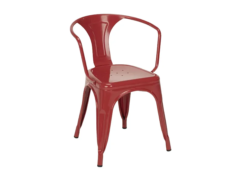 Chaise industrielle avec accoudoirs acier brillant Kuista-Couleur Rouge