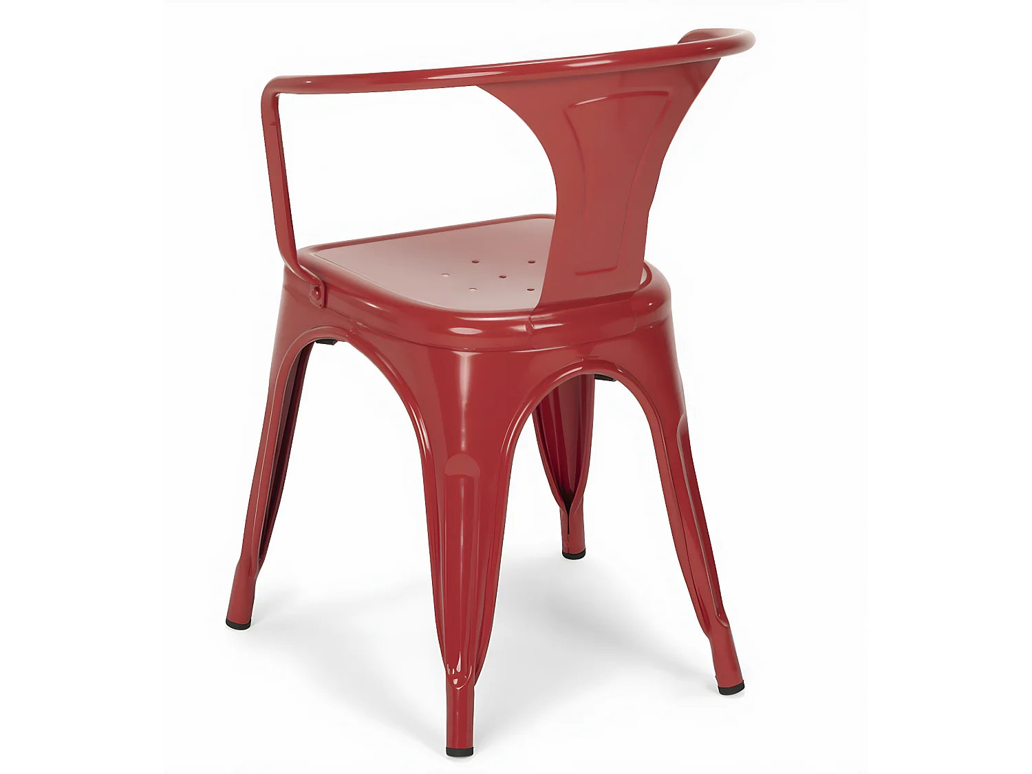 Chaise industrielle avec accoudoirs acier brillant Kuista-Couleur Rouge