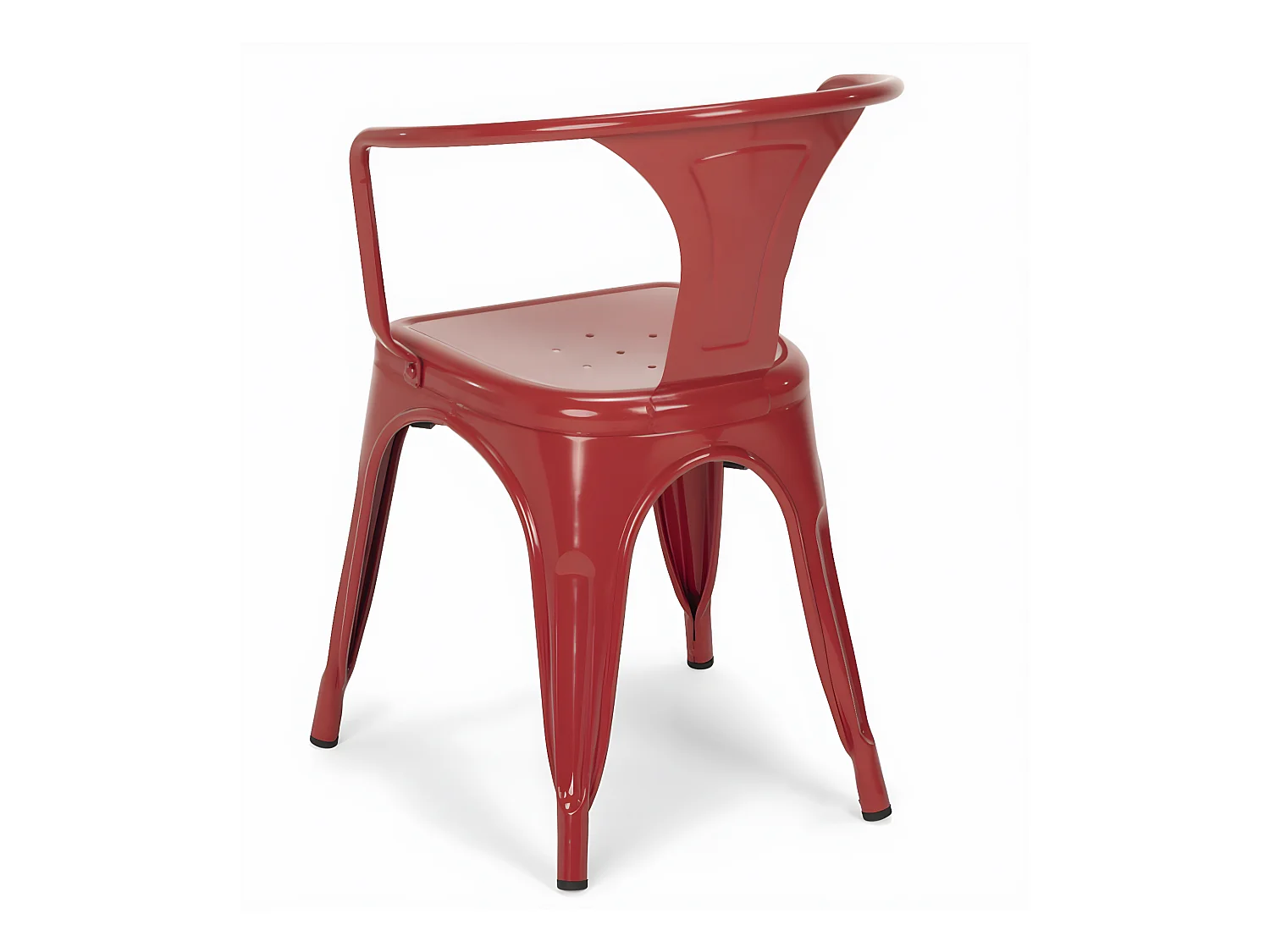 Industriële stoel met glanzend stalen armleuningen Kusta-Kleur Rood