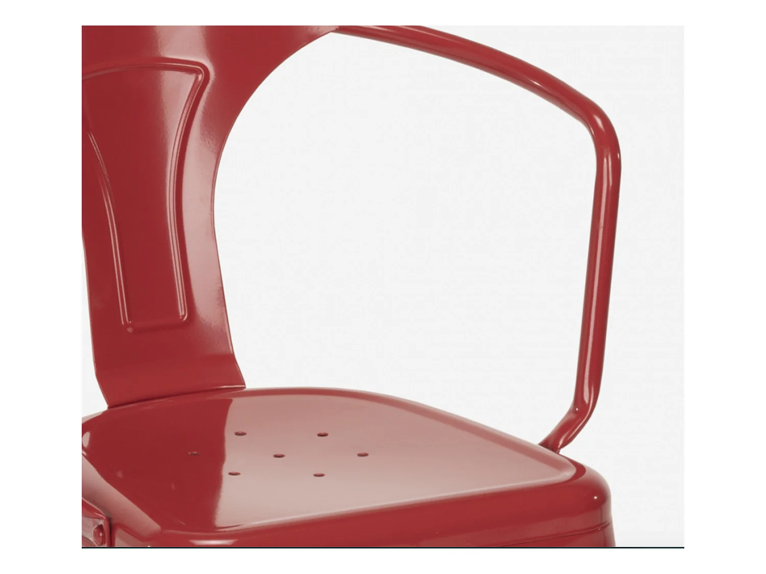 Industriële stoel met glanzend stalen armleuningen Kusta-Kleur Rood