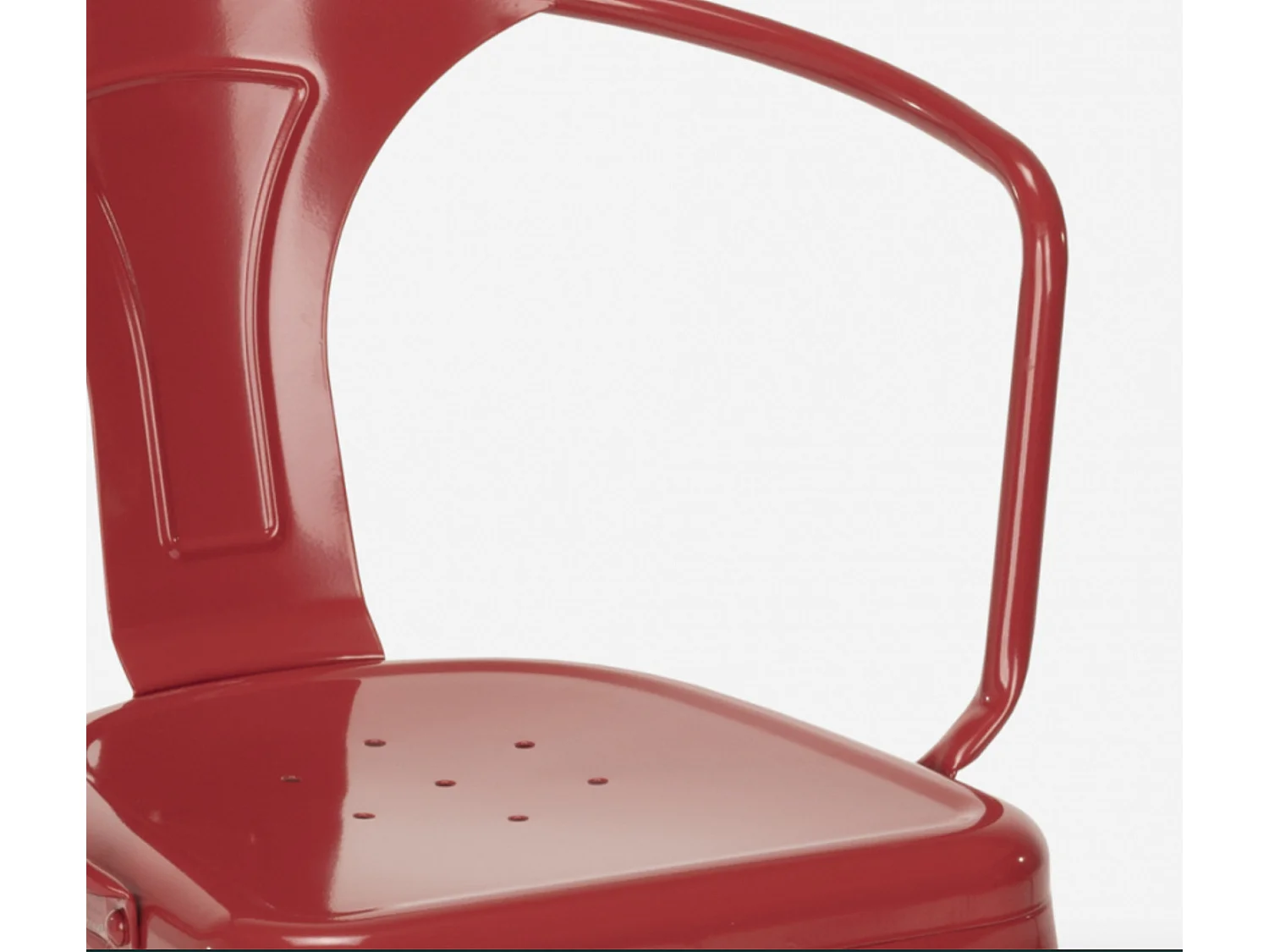 Industriële stoel met glanzend stalen armleuningen Kusta-Kleur Rood