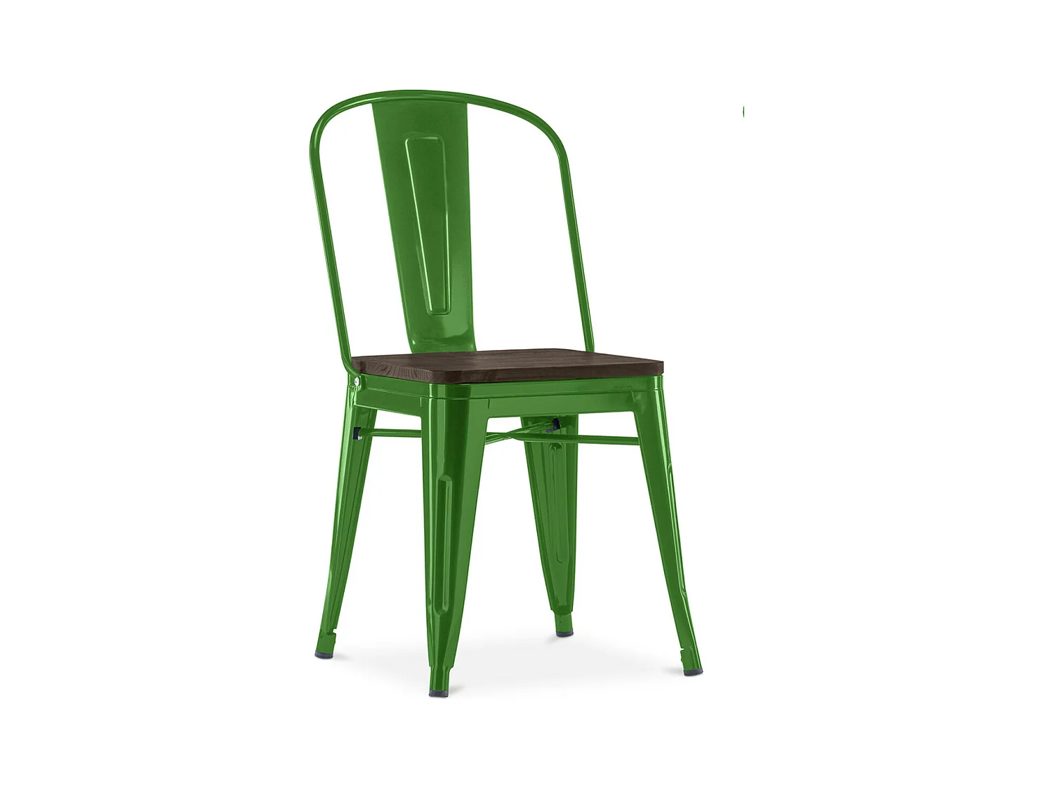 Chaise industrielle acier brillant et assise en bois massif marron Reko-Couleur Vert