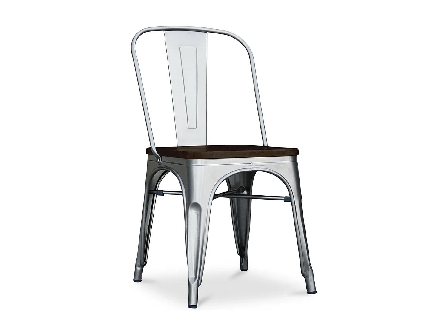 Chaise acier vintage vieilli et assise en bois massif marron Reko-Couleur Acier vieilli