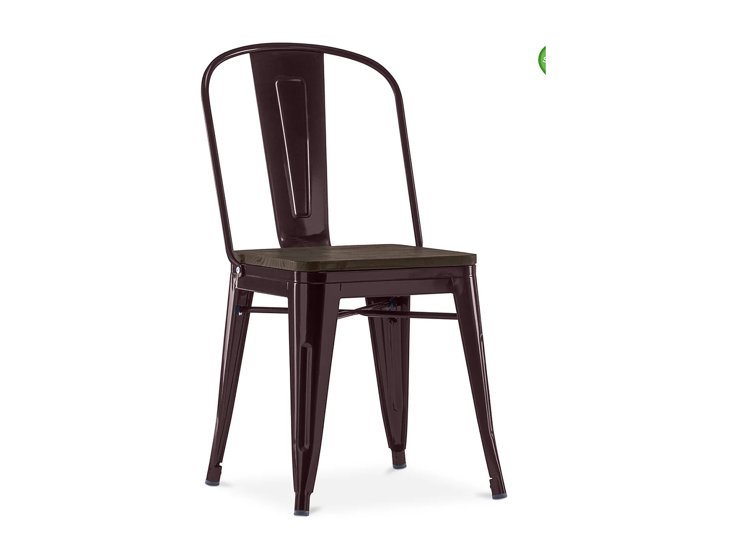 Chaise acier vintage vieilli et assise en bois massif marron Reko-Couleur Acier vieilli