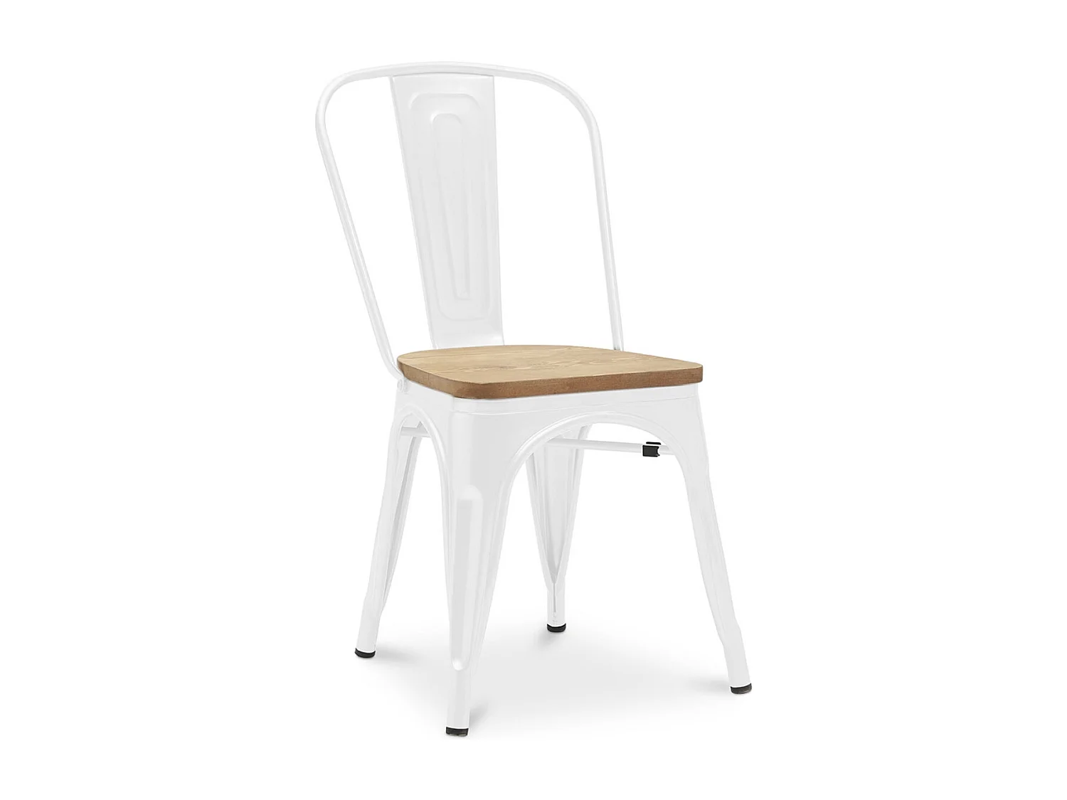 Silla industrial Kontoir marrón con asiento de pino macizo claro-Color Blanco