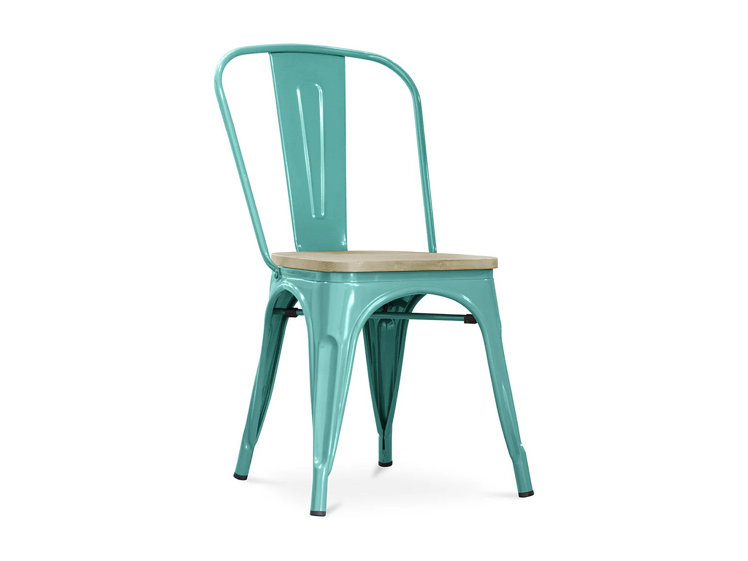 Silla industrial Kontoir marrón con asiento de pino macizo claro-Color Azul pato