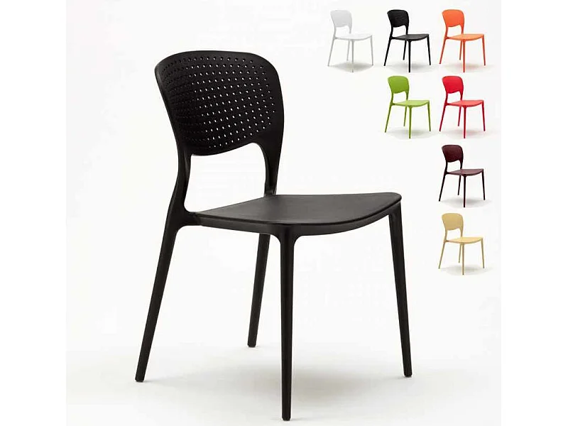 Chaise empilable moderne Pazora-Couleur Rouge