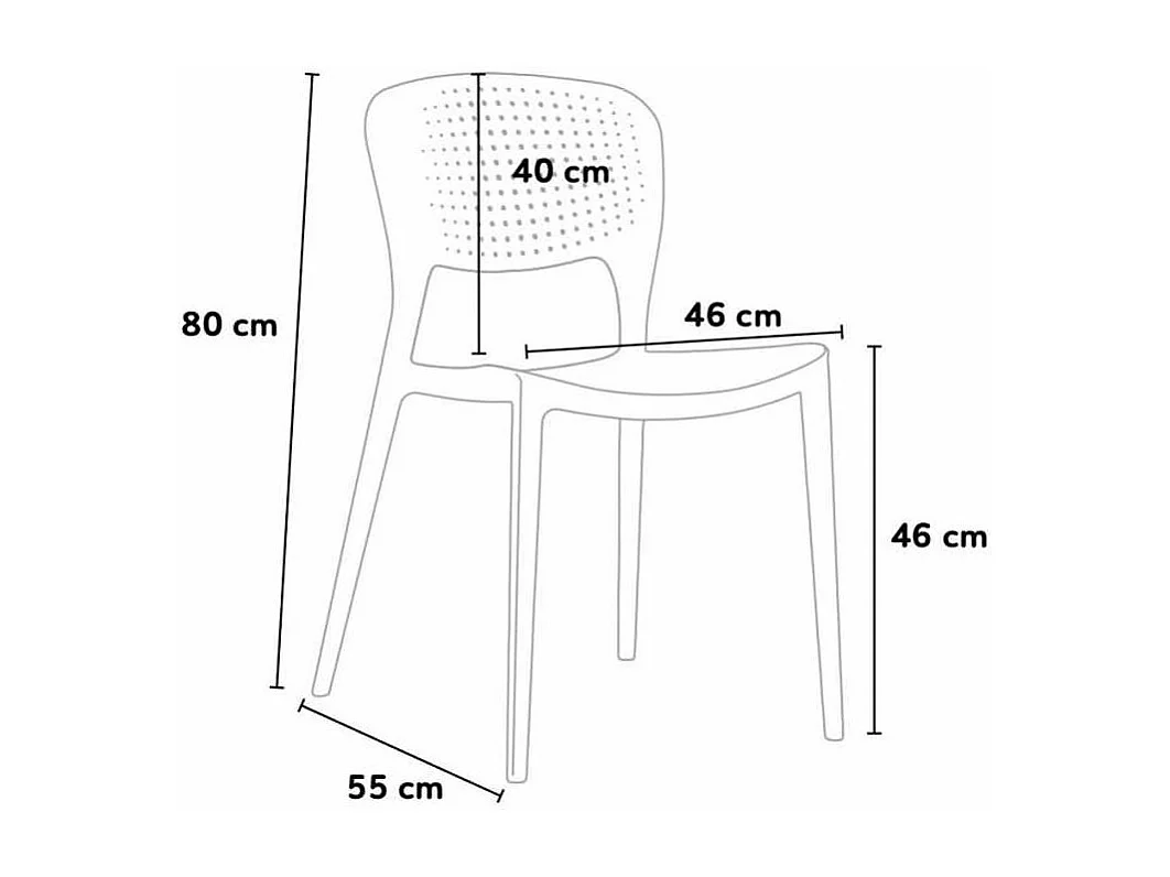 Chaise empilable moderne Pazora-Couleur Noir