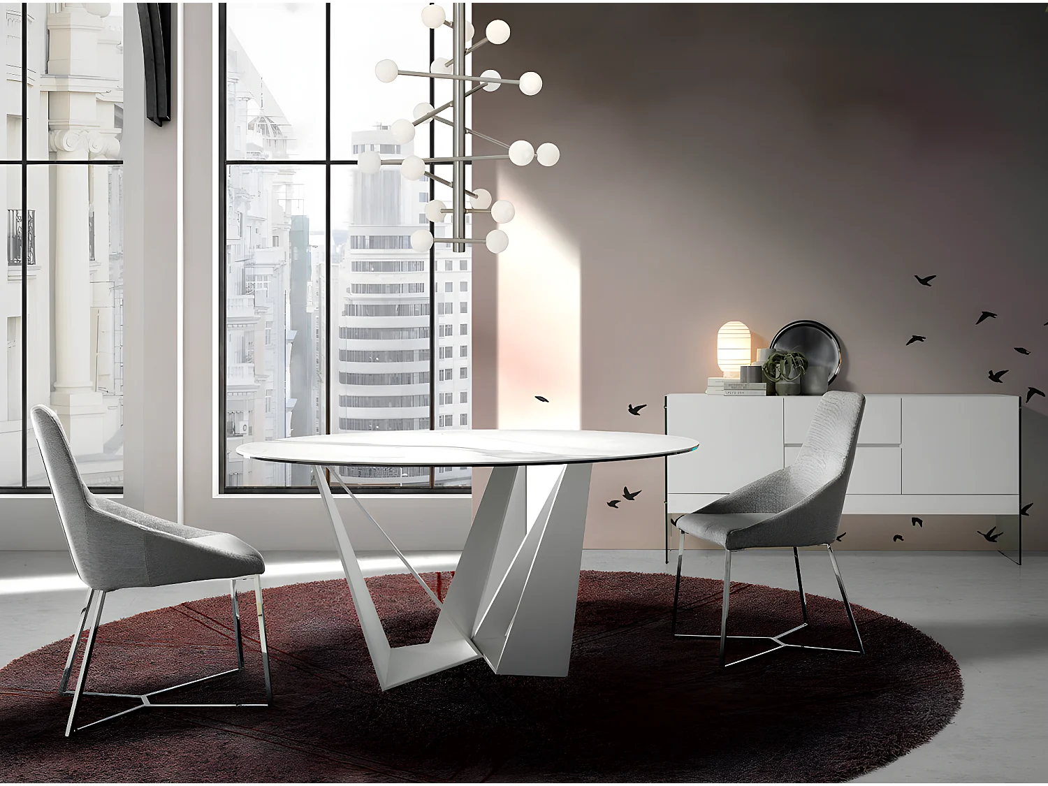 Donia moderne stoffen stoel en chroomstalen poten - Set van 4-Kleur Aqua04 Beige