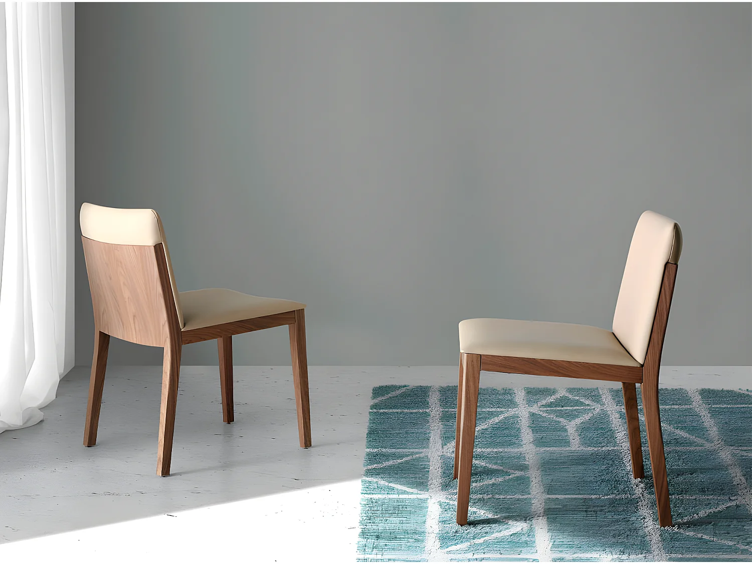 Chaise bois plaqué de noyer et simili cuir Mauna - Lot de 2-Couleur Aqua 82 Taupe