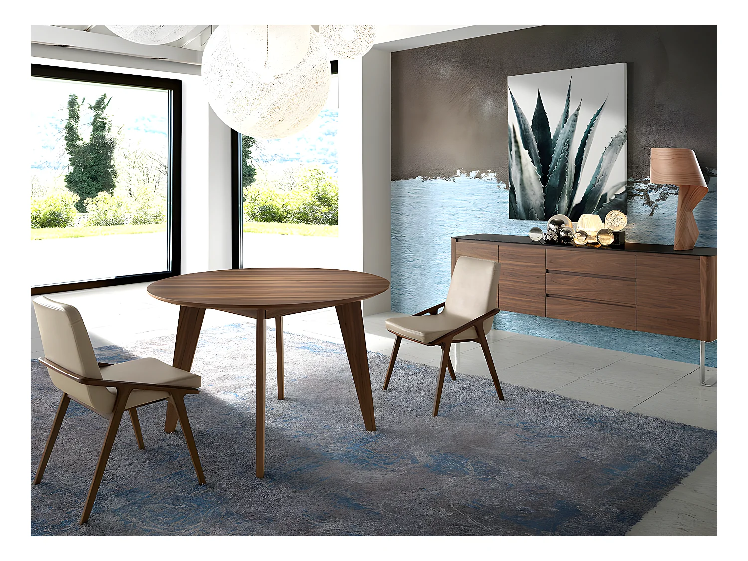 Chaise en bois de frêne et simili cuir Leva - Lot de 2-Couleur Aqua 71 Gris clair