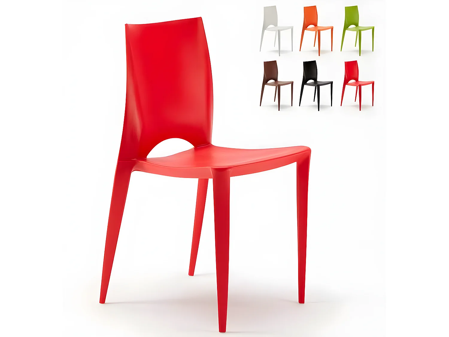 Chaise empilable polypropylène Lusko-Couleur Rouge