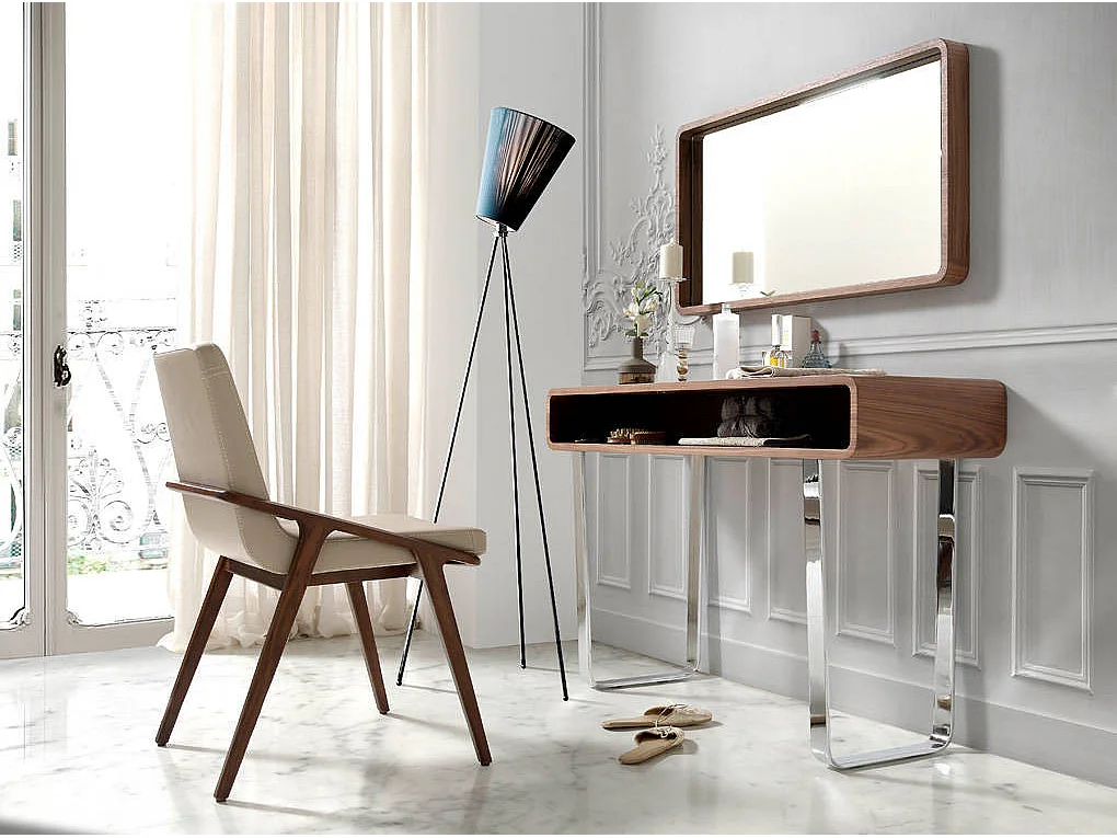 Chaise en bois de frêne et simili cuir Leva - Lot de 2-Couleur Aqua 82 Taupe