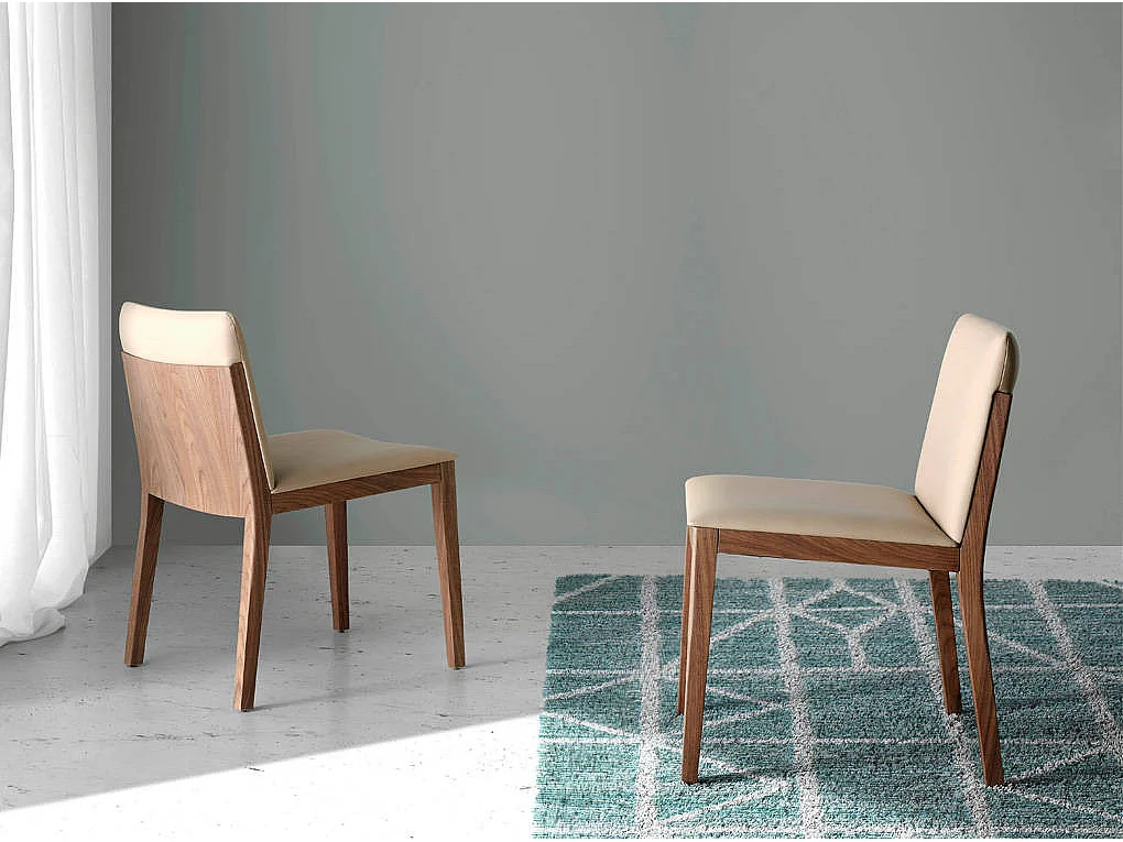 Chaise bois plaqué de noyer et simili cuir Mauna - Lot de 2-Couleur Aqua 41 Anis