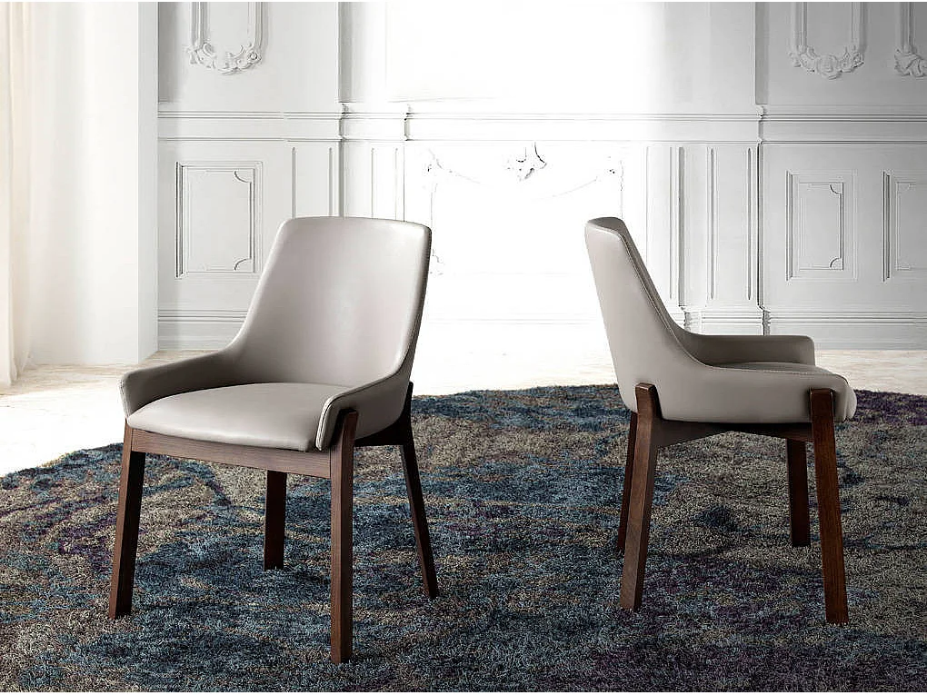 Chaise contemporaine bois frêne et simili cuir Sylva - Lot de 2-Couleur Aqua 18 Taupe foncé