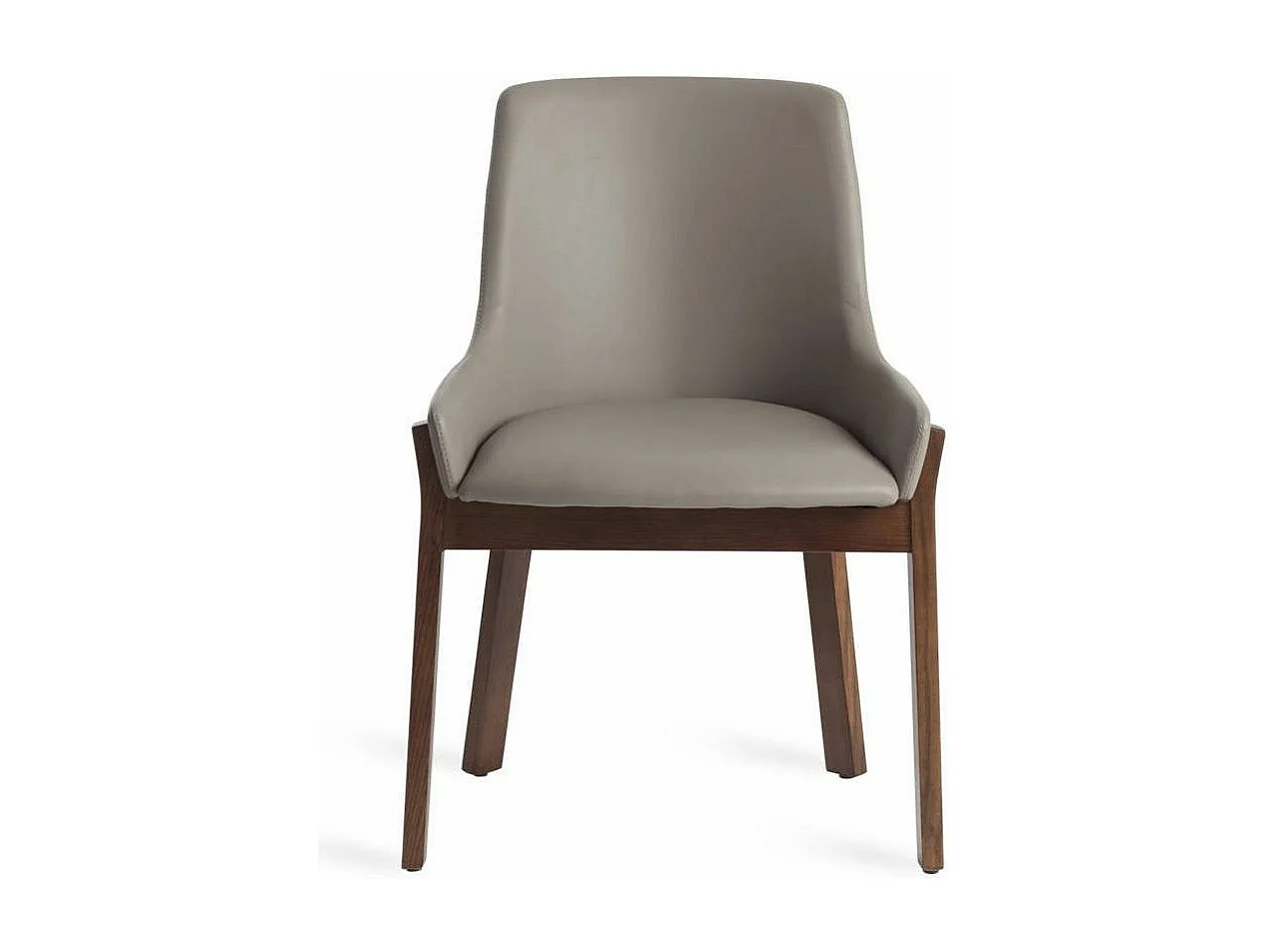 Chaise contemporaine bois frêne et simili cuir Sylva - Lot de 2-Couleur Aqua 18 Taupe foncé