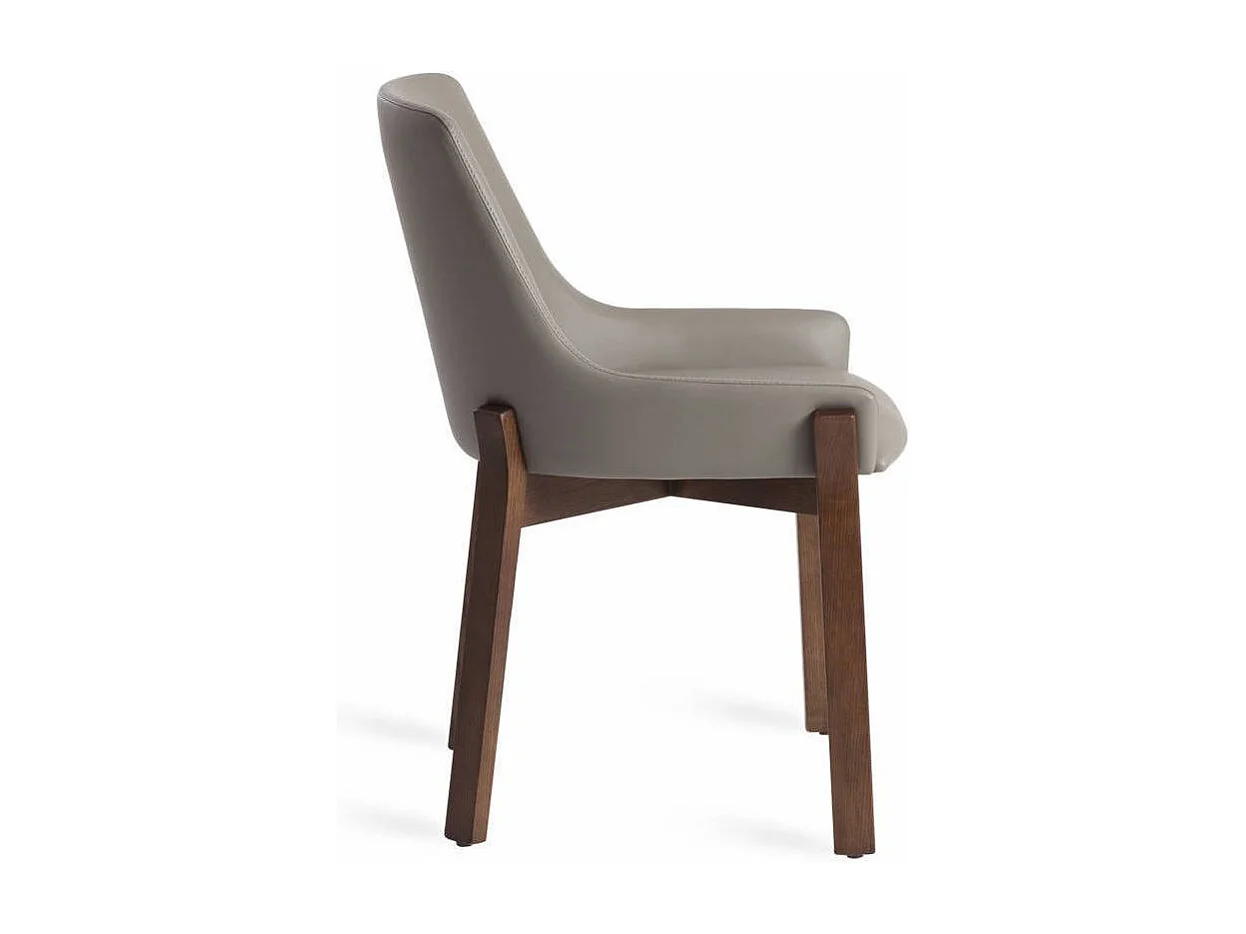 Chaise contemporaine bois frêne et simili cuir Sylva - Lot de 2-Couleur Aqua 18 Taupe foncé