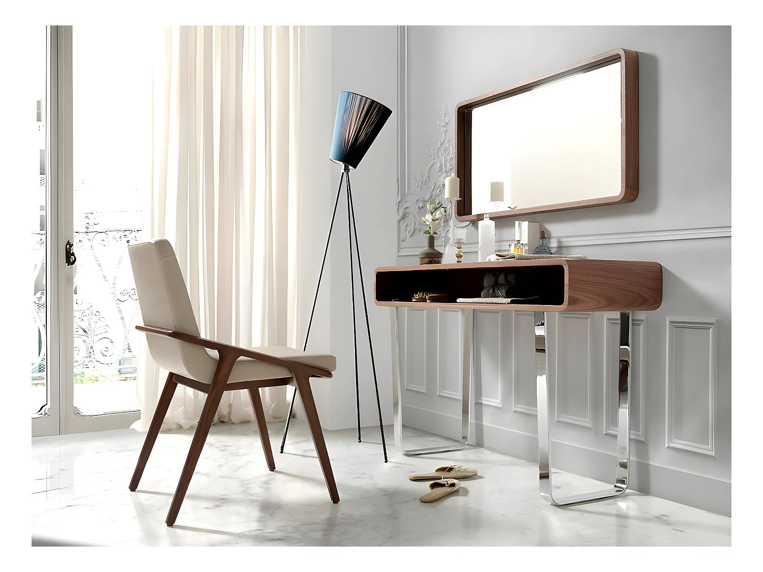 Chaise en bois de frêne et simili cuir Leva - Lot de 2-Couleur Aqua 72 Gris foncé