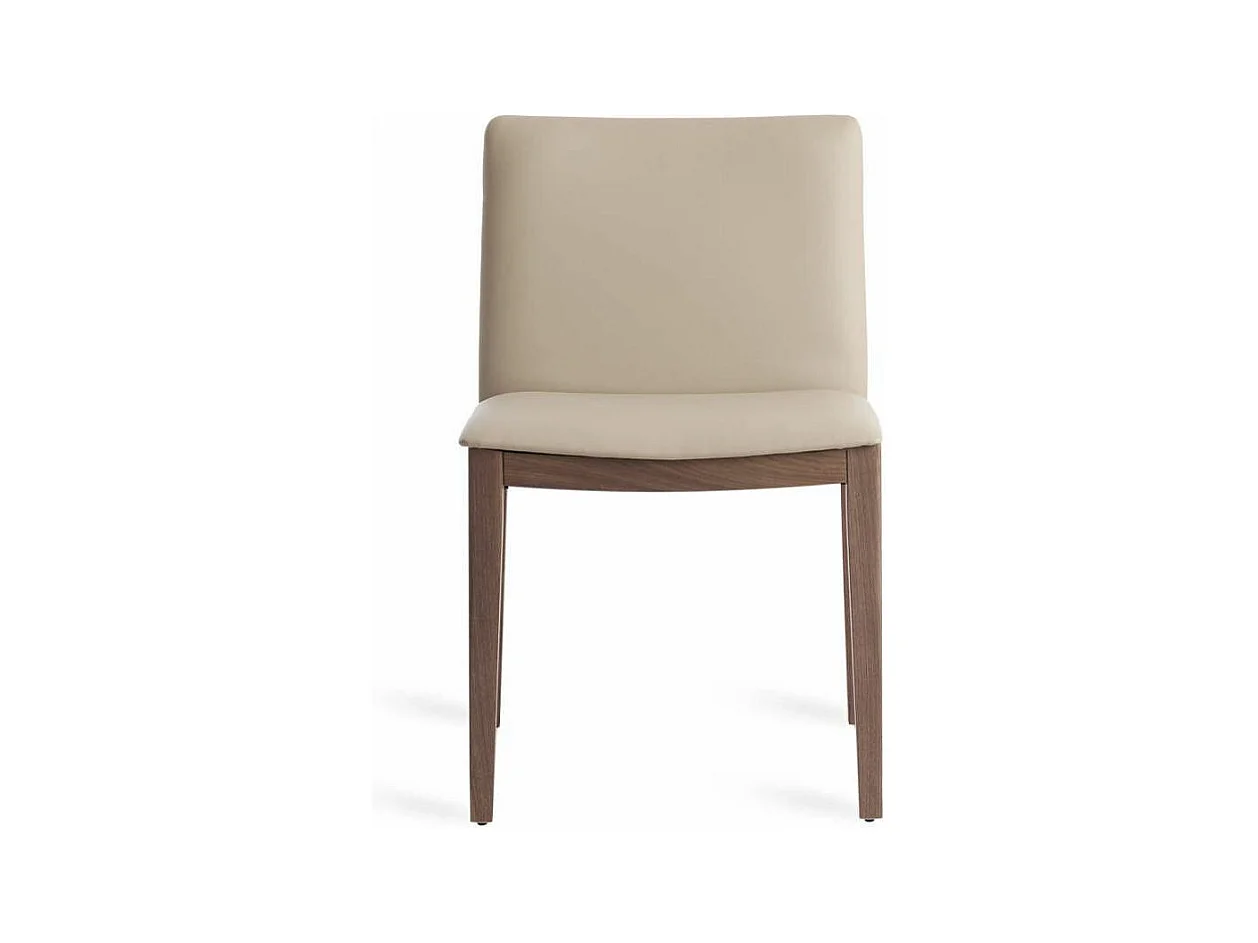 Chaise bois plaqué de noyer et simili cuir Mauna - Lot de 2-Couleur Aqua 18 Taupe foncé