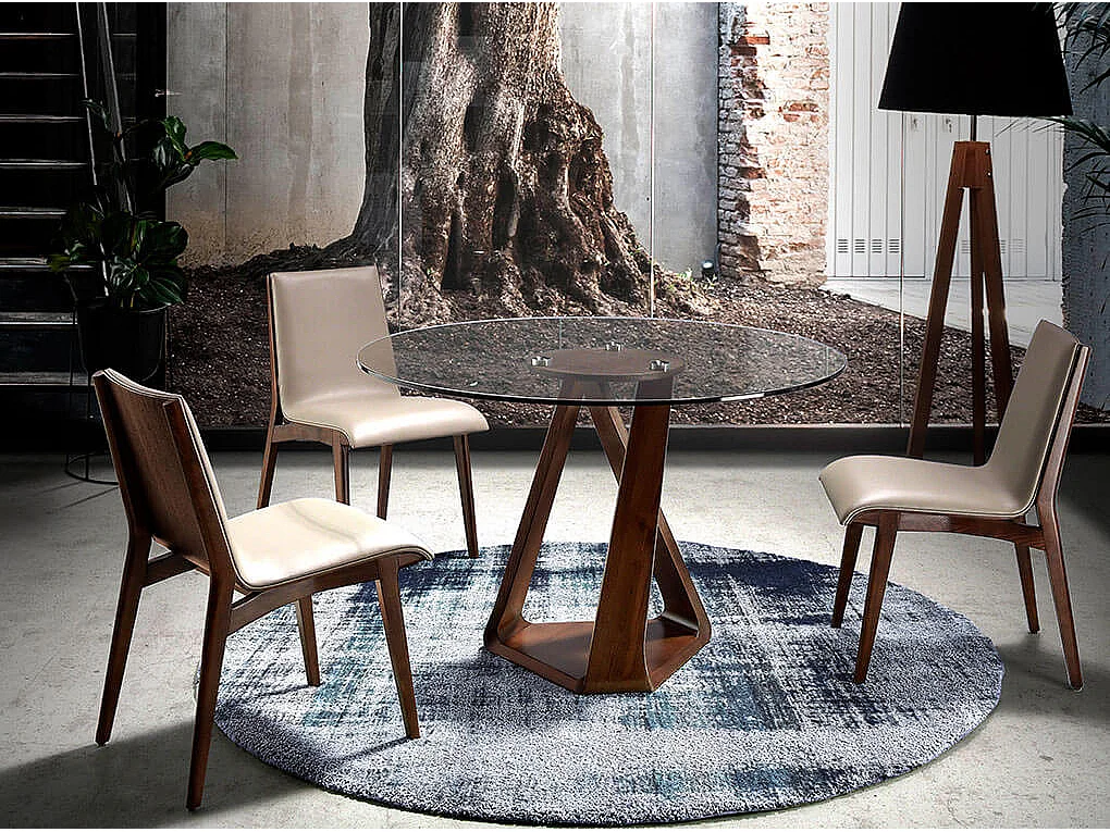 Design stoel in walnootkleurig essenhout en kunstleer Bova - Set van 2-Kleur Aqua10 Oranje