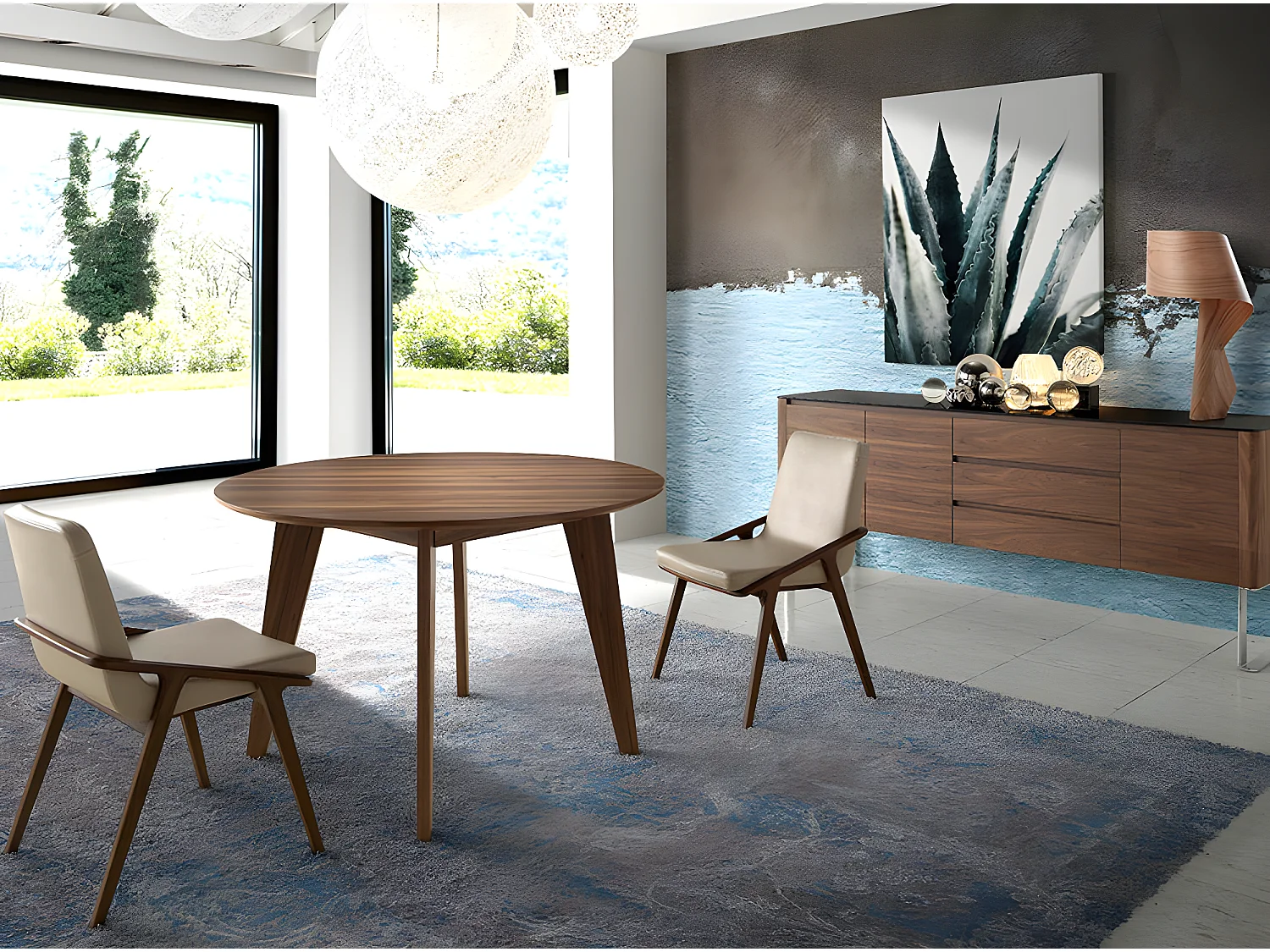 Chaise en bois de frêne et simili cuir Leva - Lot de 2-Couleur Aqua 68 Bleu foncé