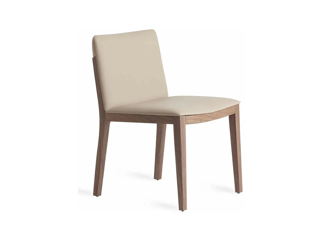 Mauna walnoot gefineerde en kunstleren stoel - Set van 2-Kleur Aqua 71 Lichtgrijs