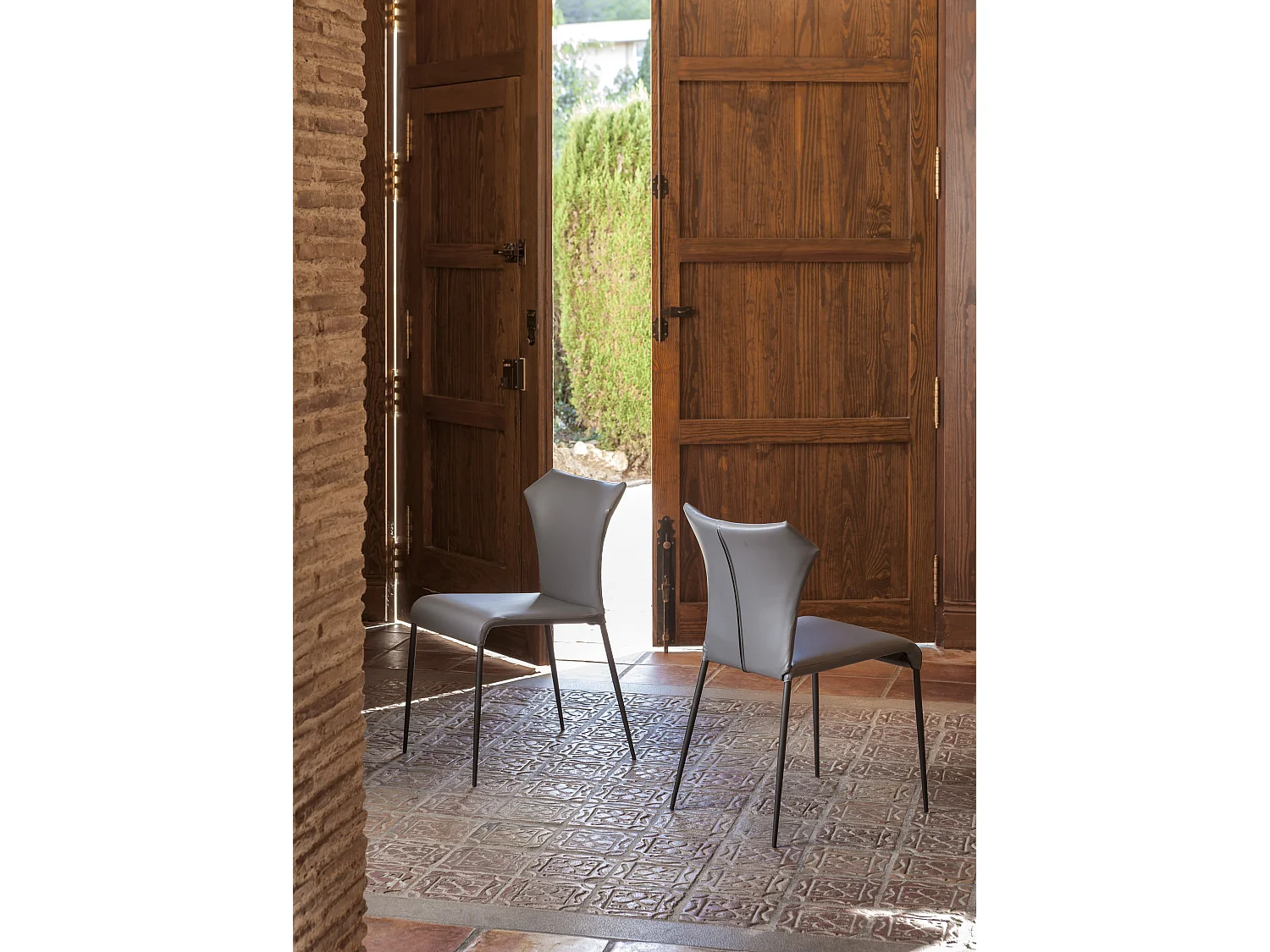 Ekiza stoel van kunstleer en zwart staal - Set van 2-Kleur Aqua04 Beige