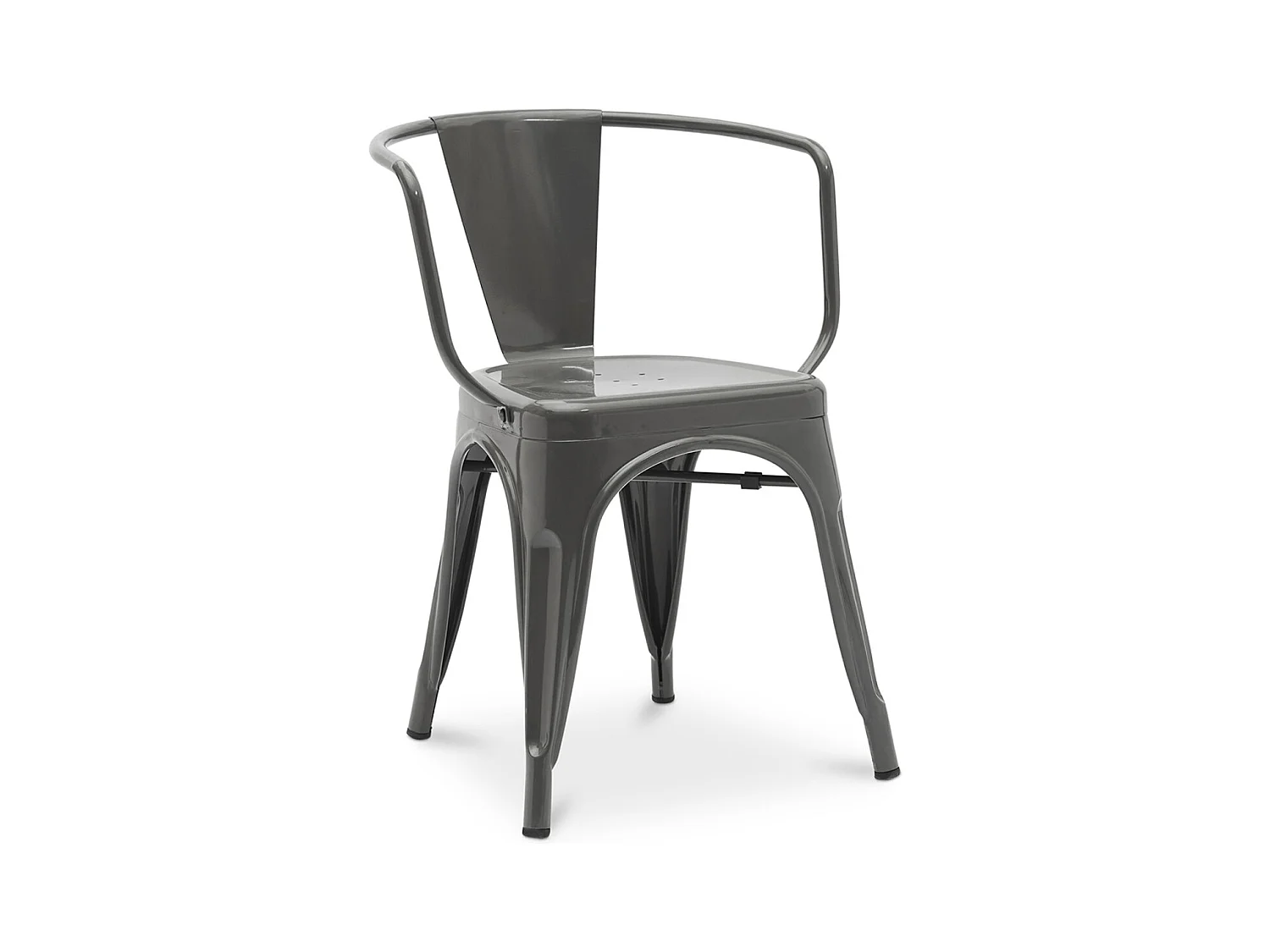 Poka industriële stoel met glanzend stalen armleuningen - High-end-Kleur Donkerblauw