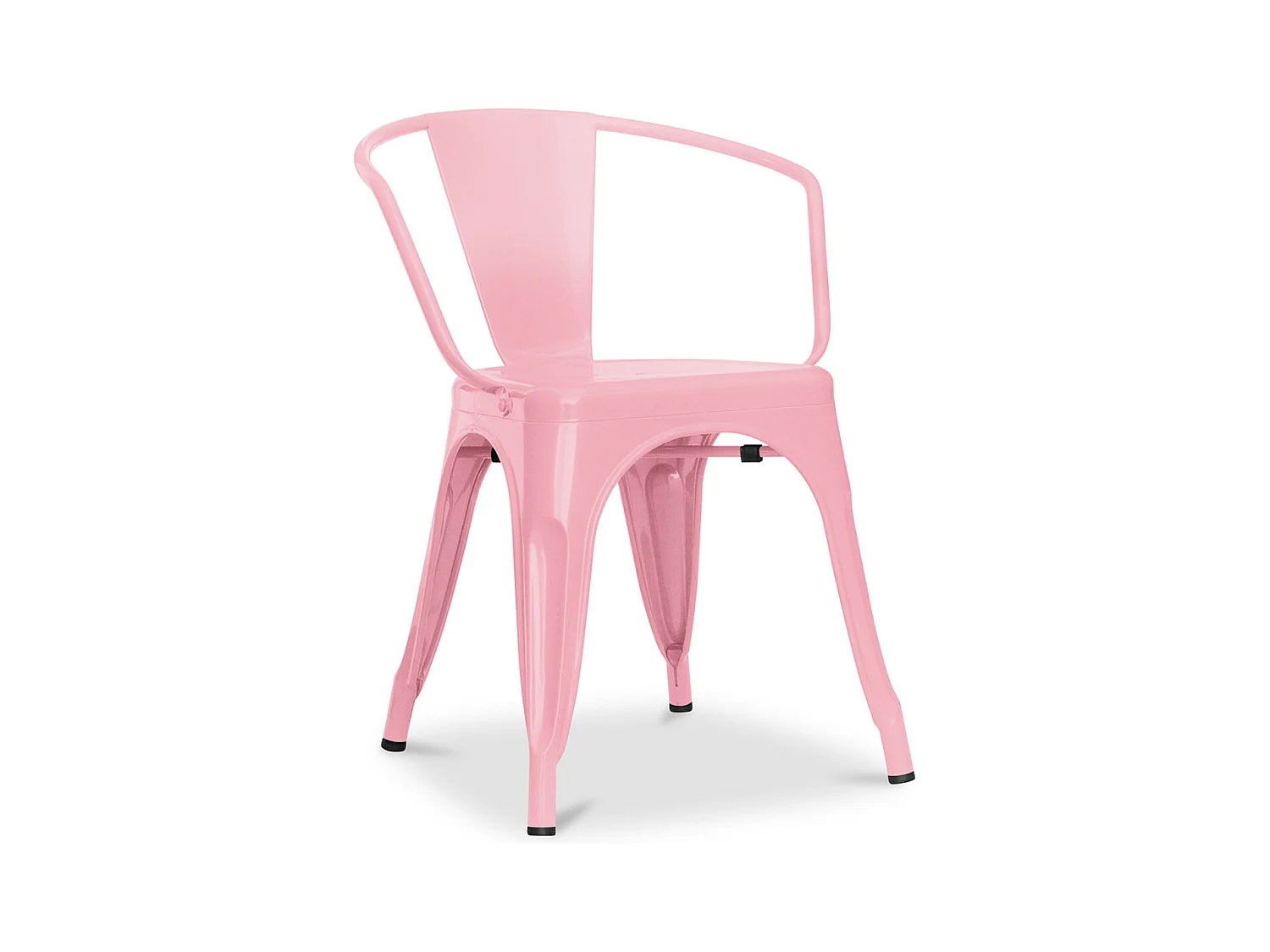 Chaise industrielle avec accoudoirs acier brillant Poka --Couleur Rose
