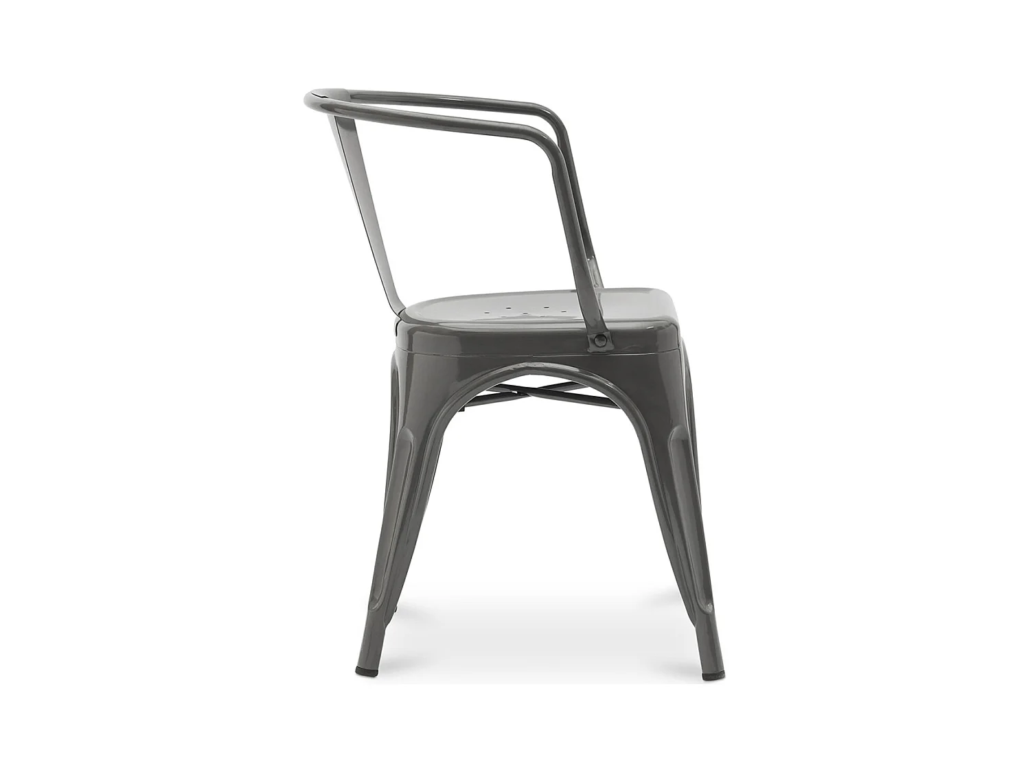 Chaise industrielle avec accoudoirs acier brillant Poka --Couleur Rose