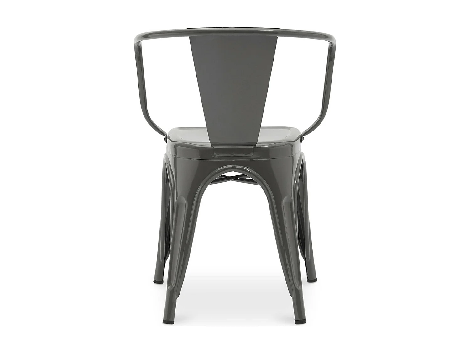 Chaise industrielle avec accoudoirs acier brillant Poka --Couleur Gris foncé