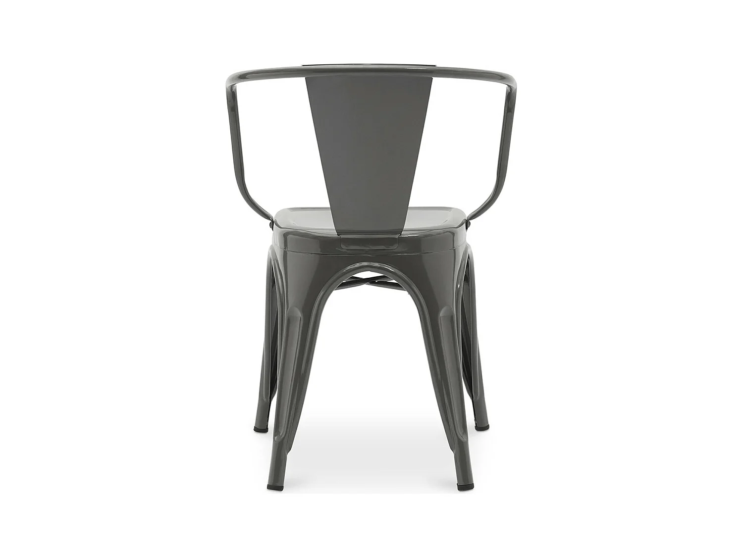 Poka industriële stoel met glanzend stalen armleuningen - High-end-Kleur Donkergrijs