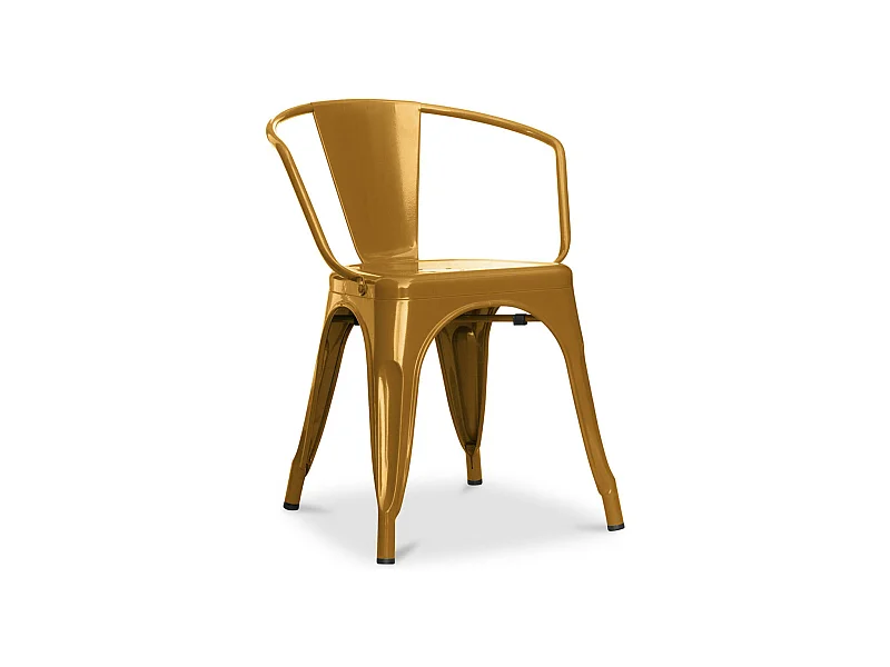 Poka industriële stoel met glanzend stalen armleuningen - High-end-Kleur gouden
