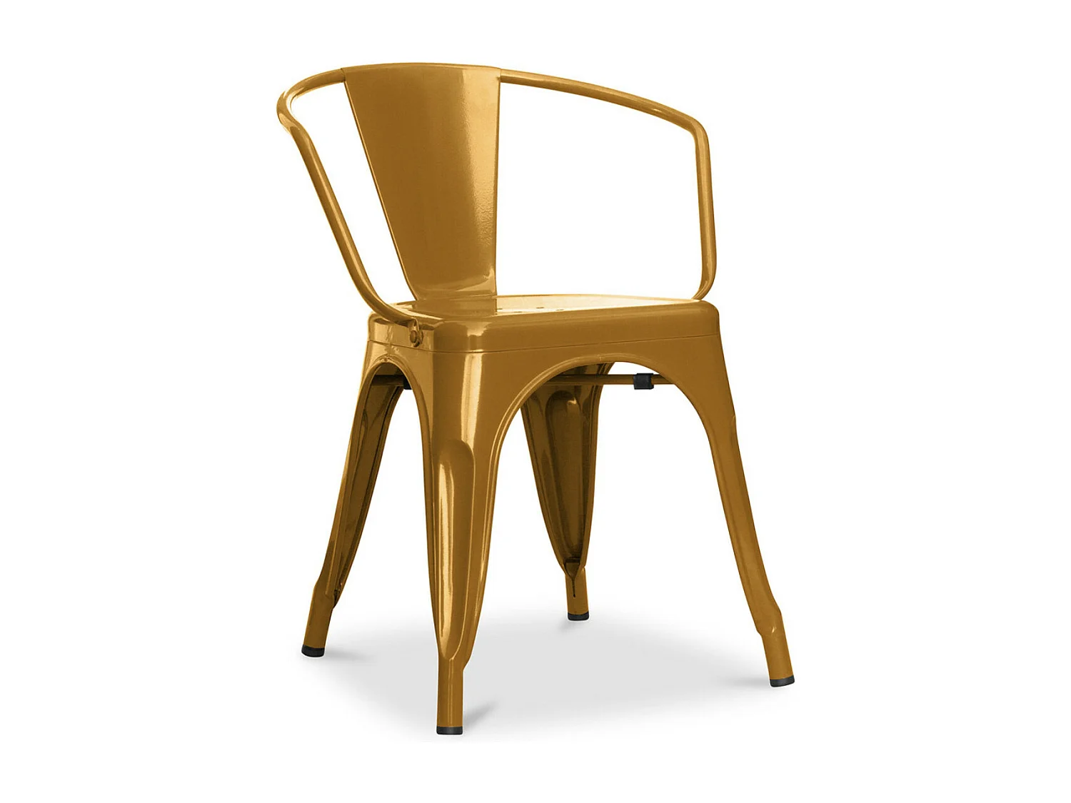 Chaise industrielle avec accoudoirs acier brillant Poka --Couleur Doré