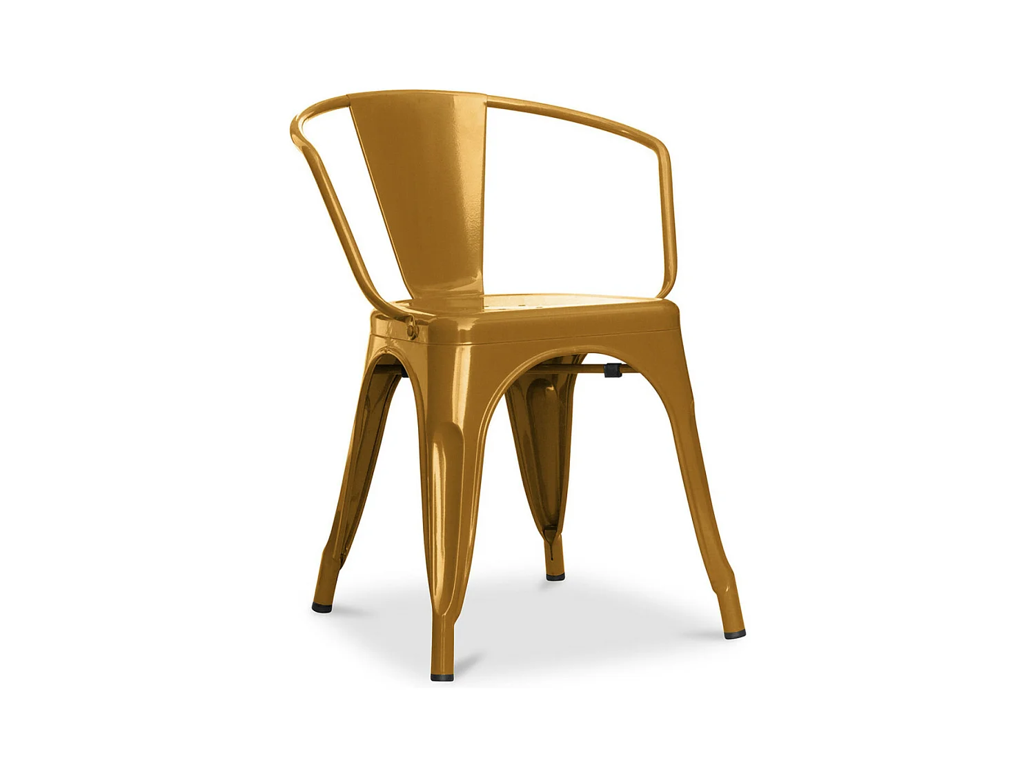 Chaise industrielle avec accoudoirs acier brillant Poka --Couleur Doré