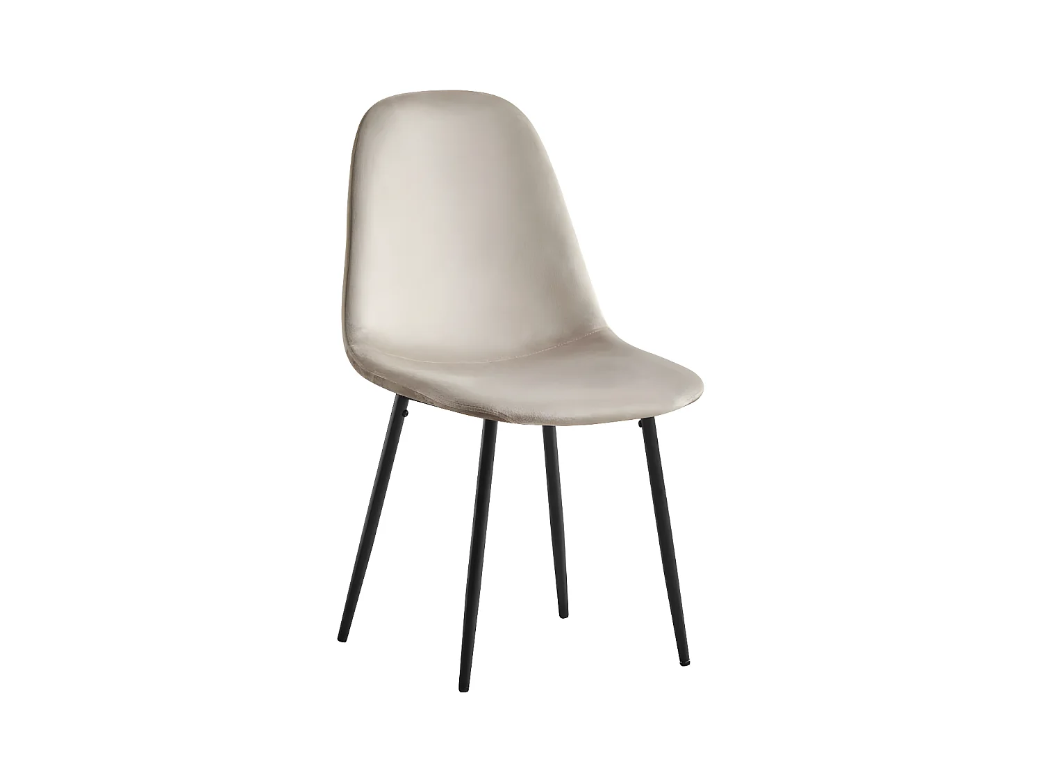 Chaise velours et pieds acier noir Ruka - Lot de 6-Couleur Beige foncé