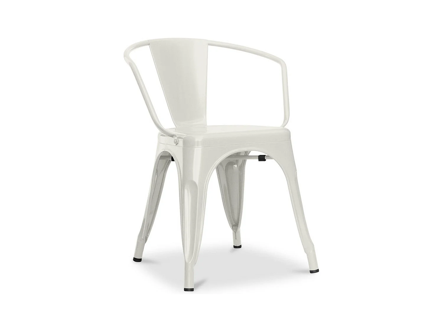 Chaise industrielle avec accoudoirs acier brillant Poka --Couleur Crème