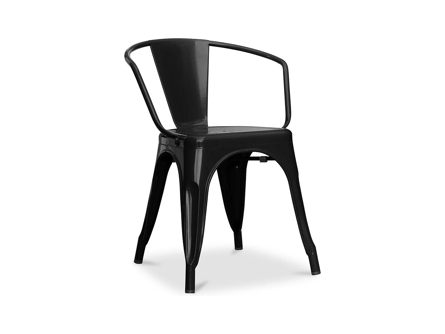 Chaise industrielle avec accoudoirs acier brillant Poka --Couleur Noir