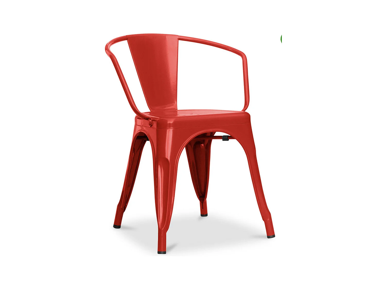 Chaise industrielle avec accoudoirs acier brillant Poka --Couleur Rouge