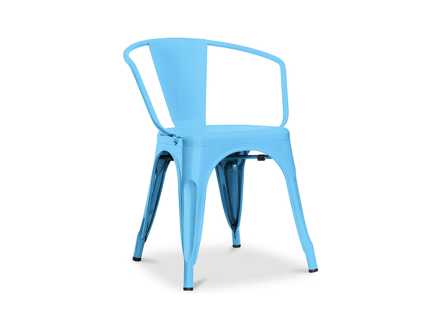Chaise industrielle avec accoudoirs acier brillant Poka --Couleur Bleu turquoise
