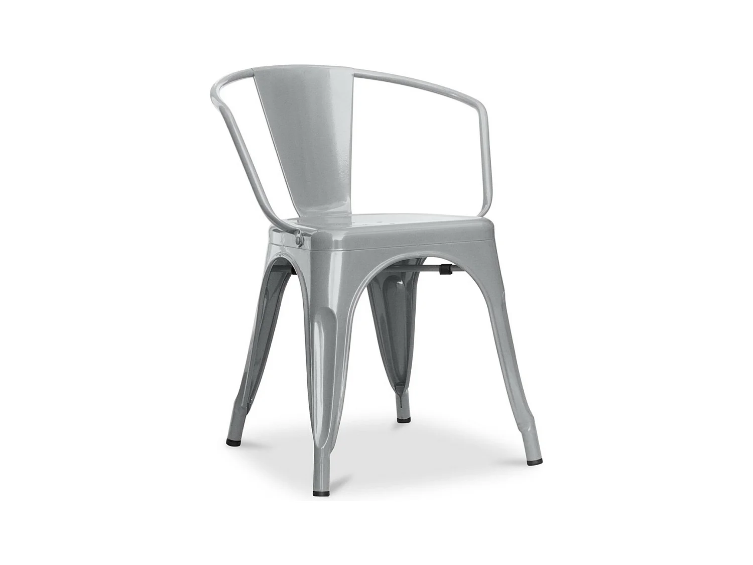 Chaise industrielle avec accoudoirs acier brillant Poka --Couleur Gris clair