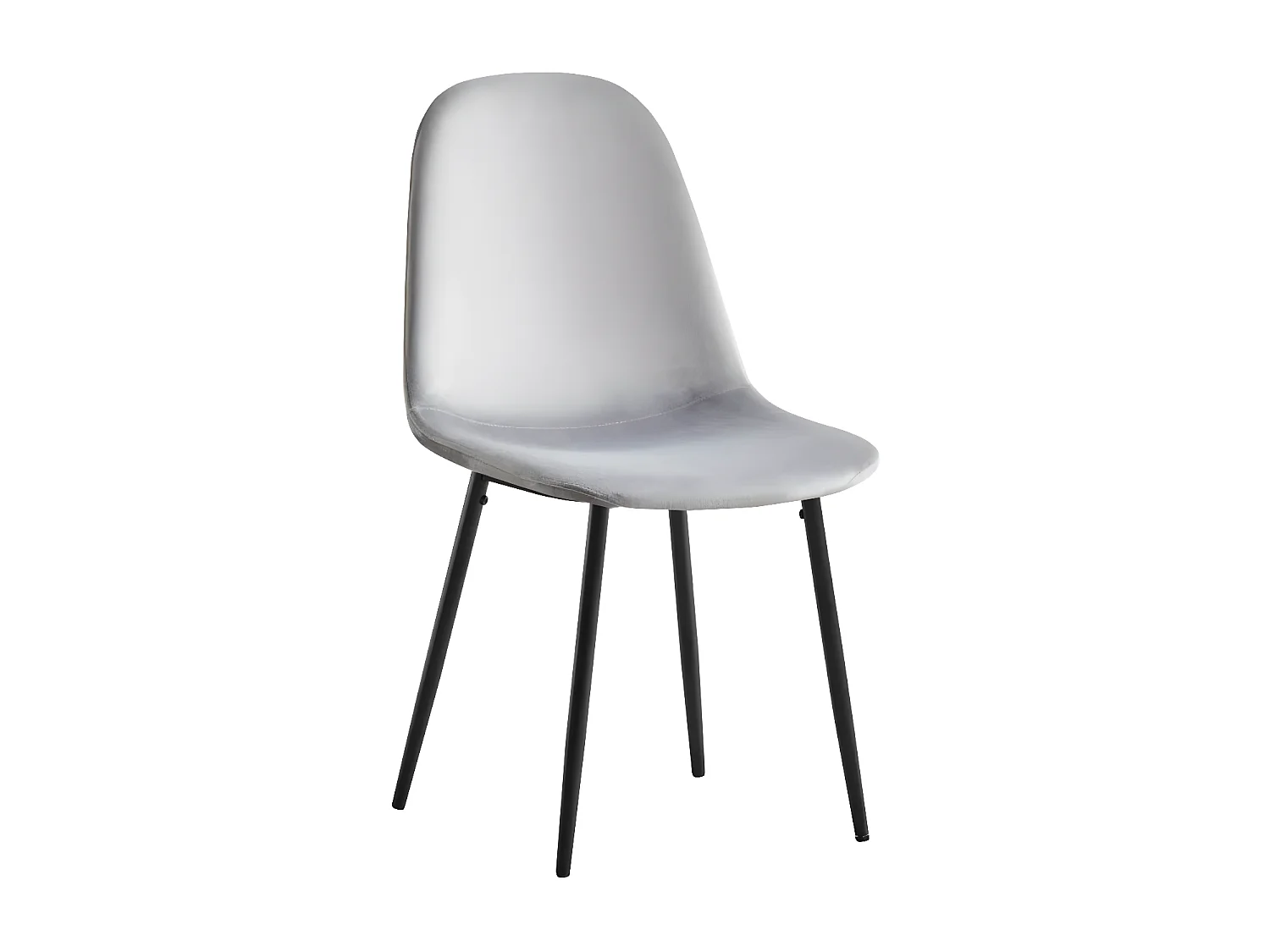 Chaise velours et pieds acier noir Ruka - Lot de 6-Couleur Rose clair