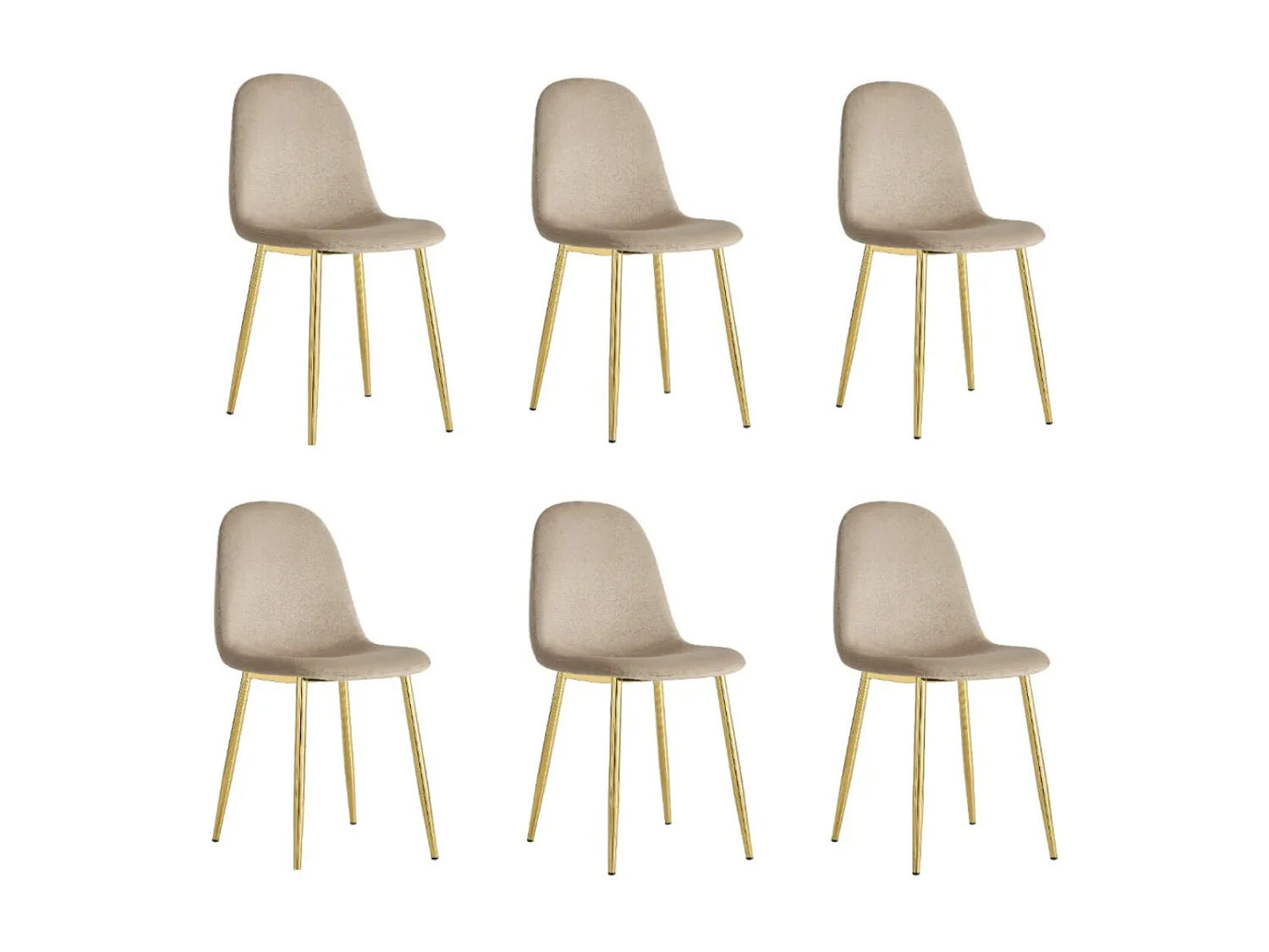Lot de 6 chaises Ruka en velours avec pieds en acier doré - Élégance moderne-Couleur Beige foncé