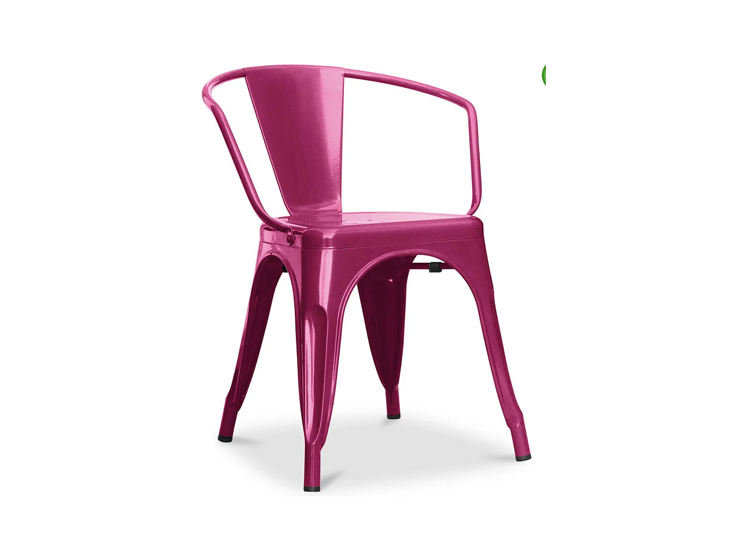 Chaise industrielle avec accoudoirs acier brillant Poka --Couleur Fuchsia