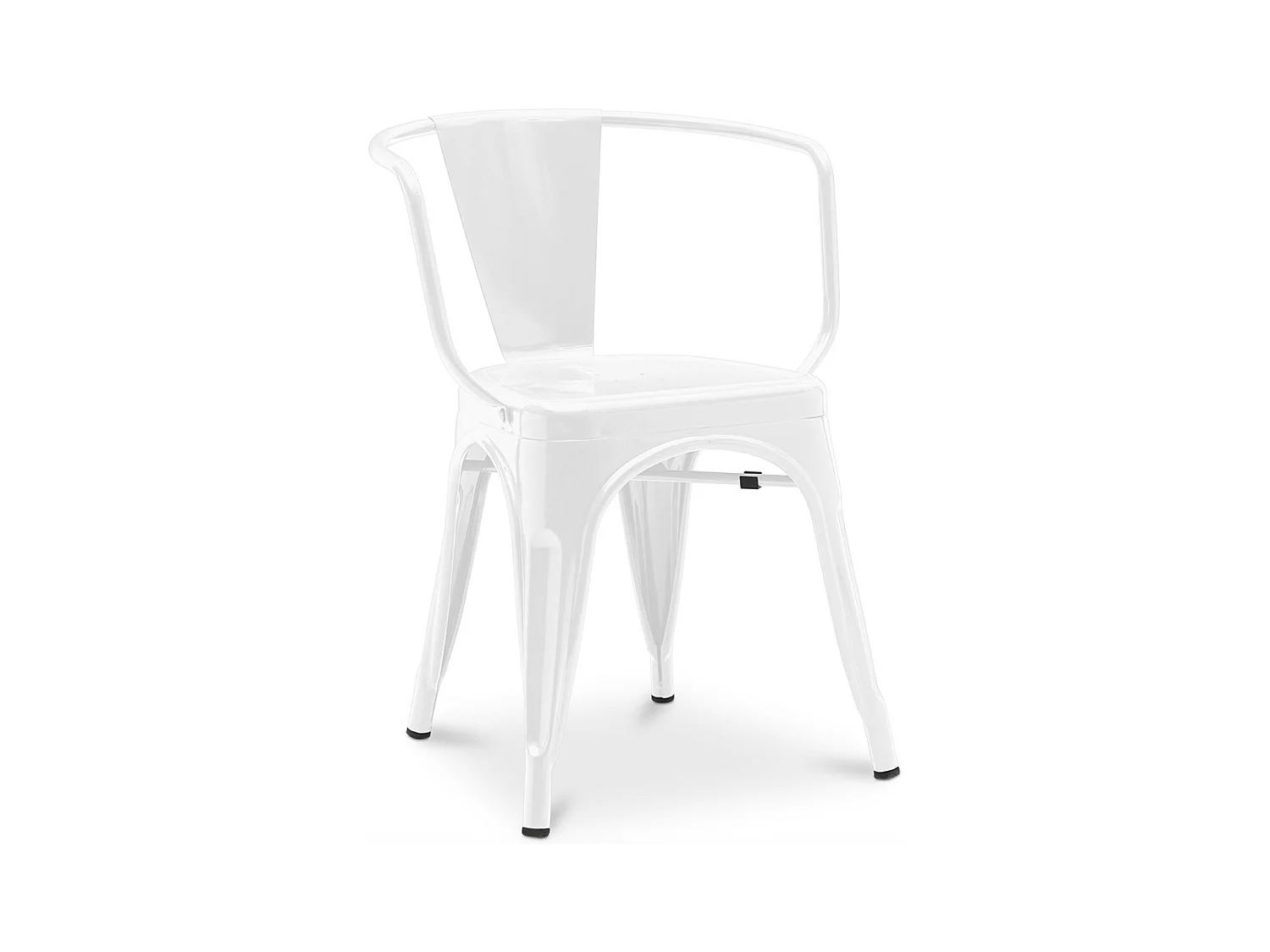 Chaise industrielle avec accoudoirs acier brillant Poka --Couleur Blanc
