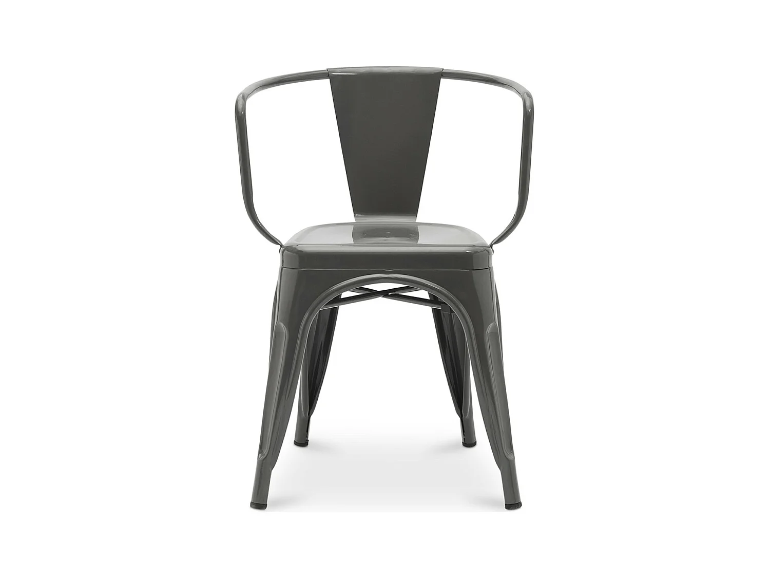 Poka industriële stoel met glanzend stalen armleuningen - High-end-Kleur Wit