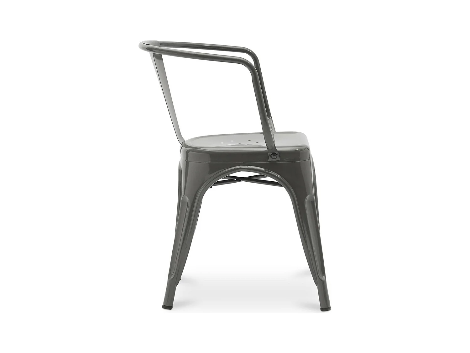 Poka industriële stoel met glanzend stalen armleuningen - High-end-Kleur Wit