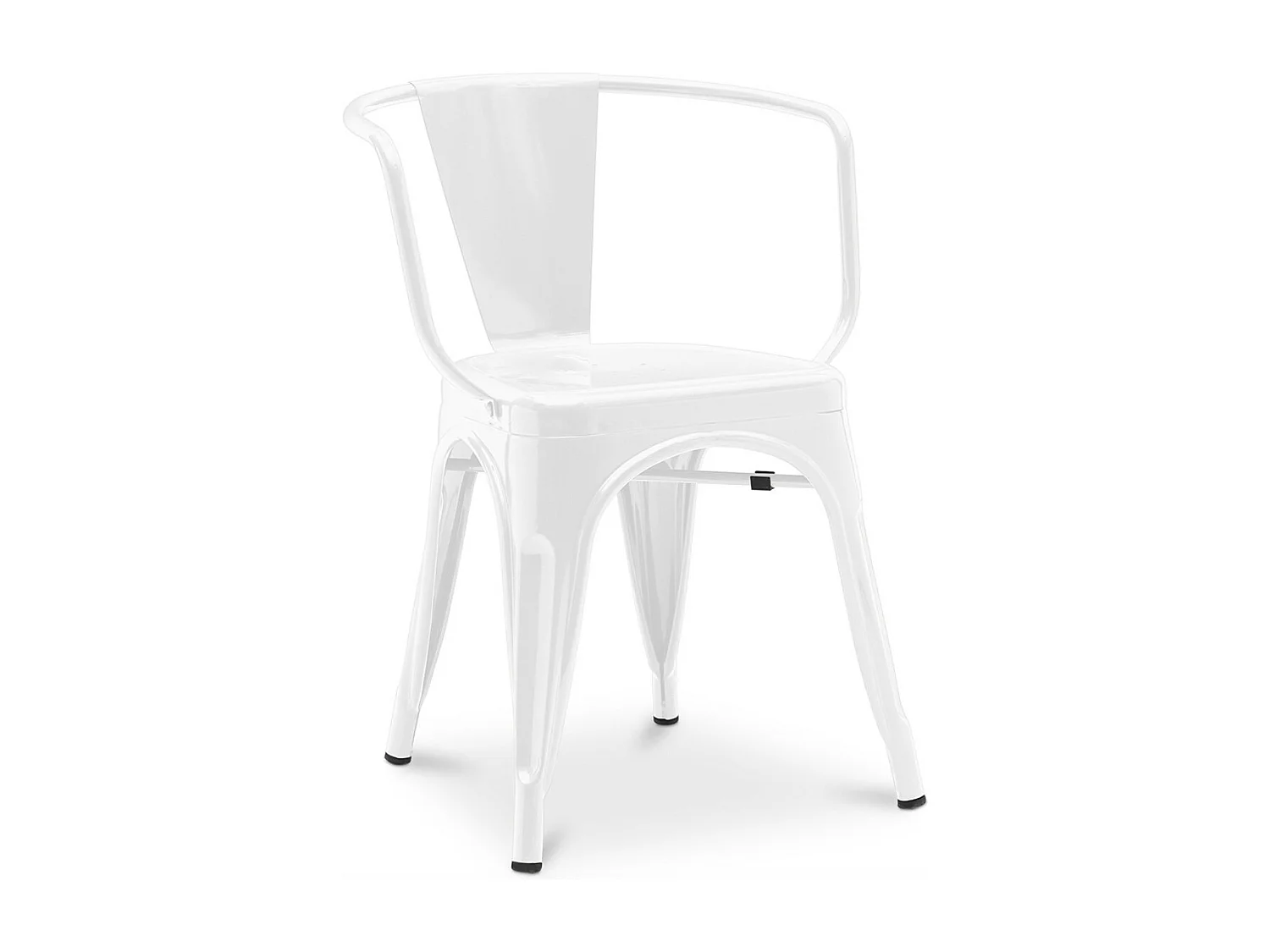 Chaise industrielle avec accoudoirs acier brillant Poka --Couleur Blanc